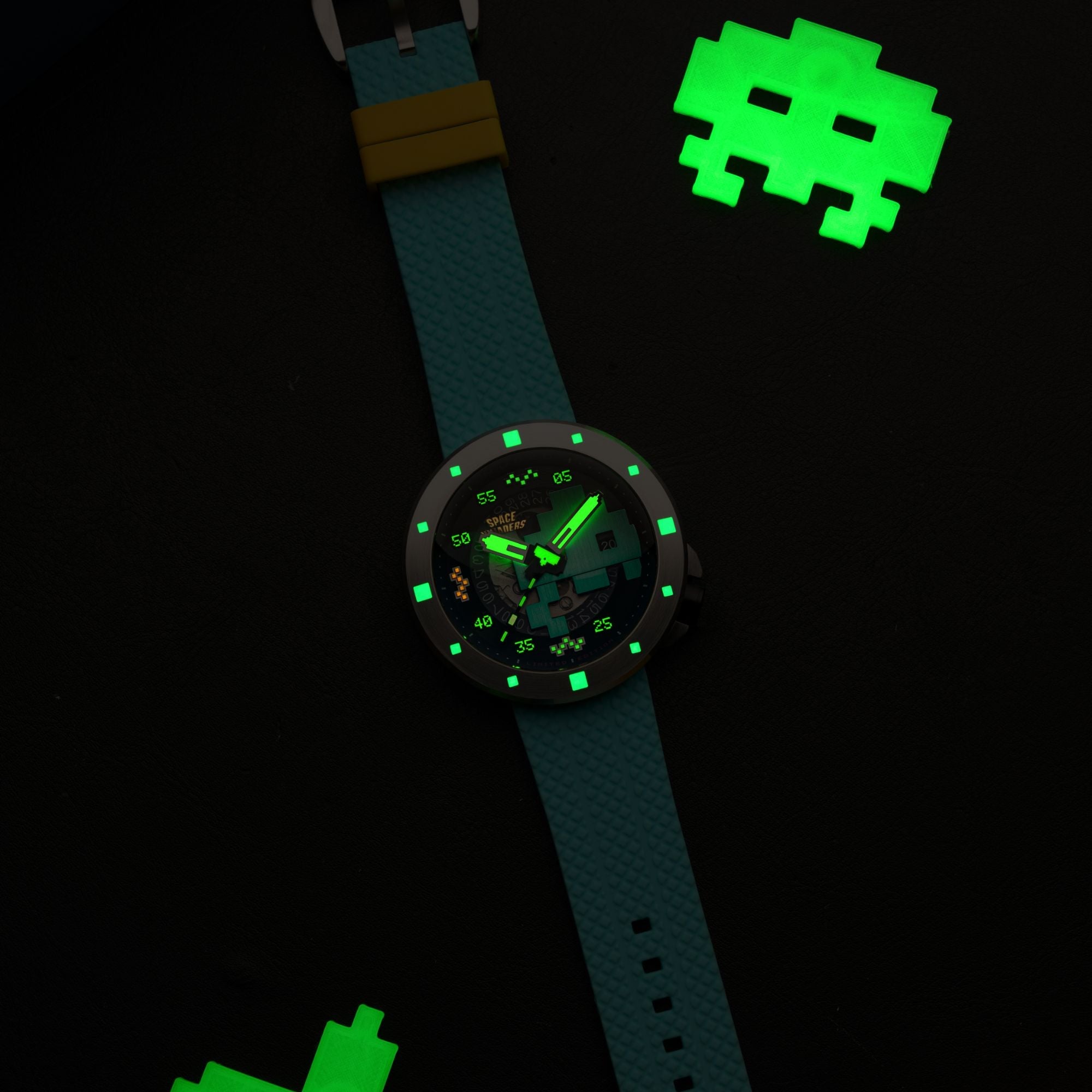 NUBEO Nubeo Cassini Automatic Space Invaders Limited Edition Blaster Blue Men's Watch NB-6103-02