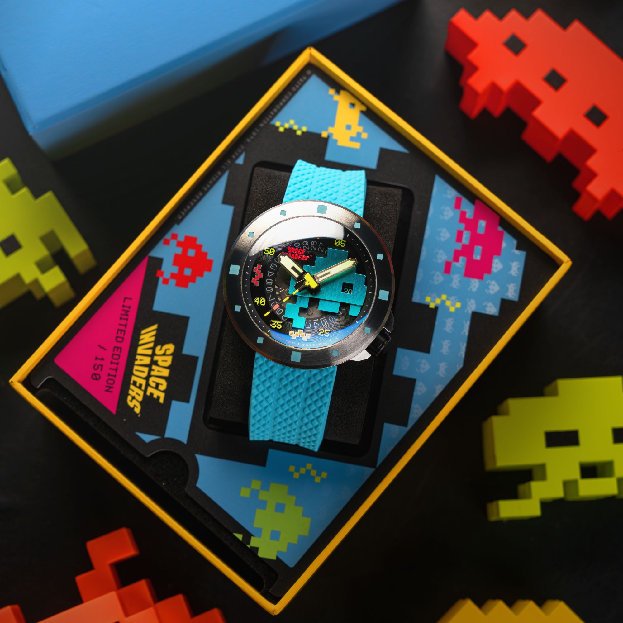 NUBEO Nubeo Cassini Automatic Space Invaders Limited Edition Blaster Blue Men's Watch NB-6103-02