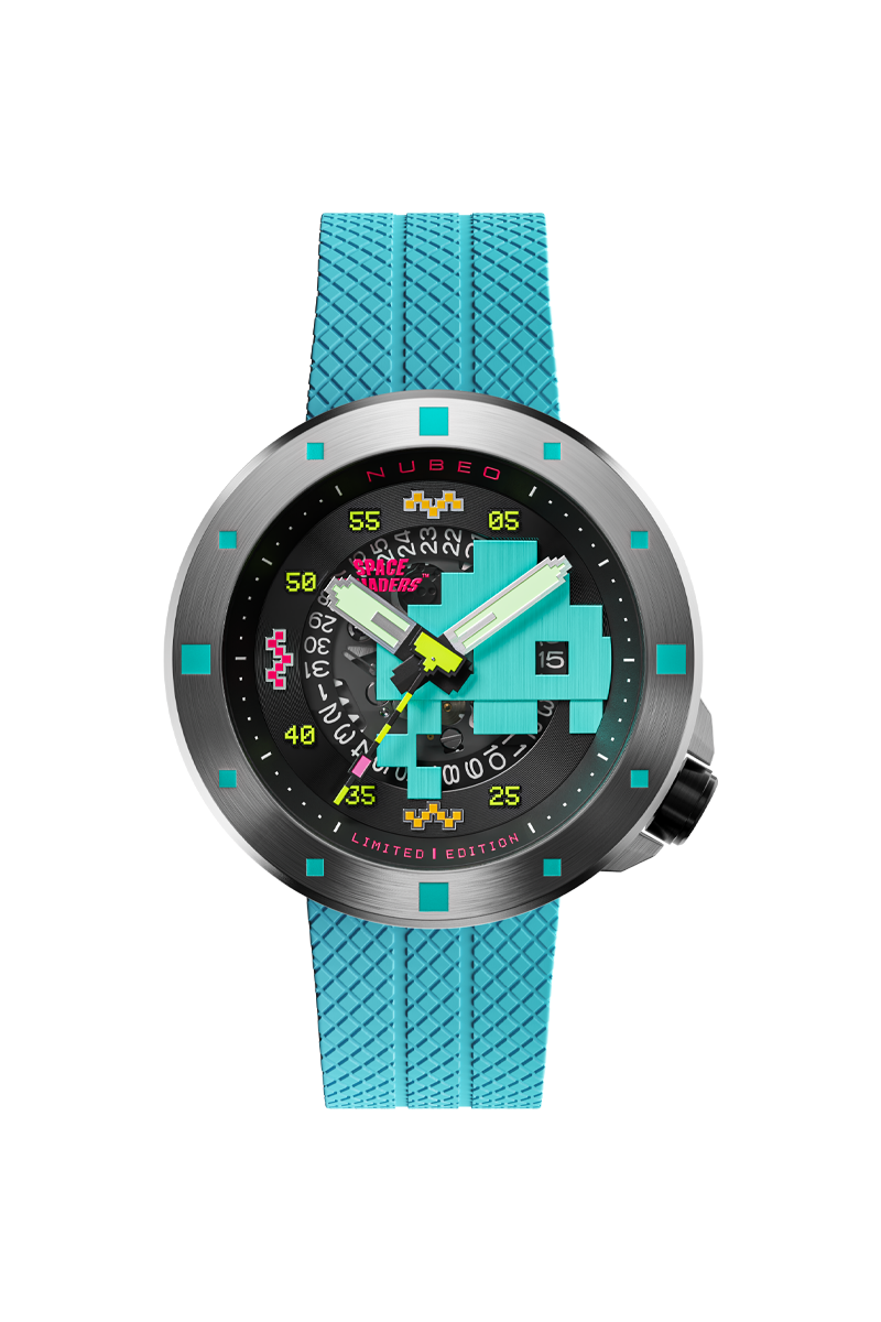 NUBEO Nubeo Cassini Automatic Space Invaders Limited Edition Blaster Blue Men's Watch NB-6103-02