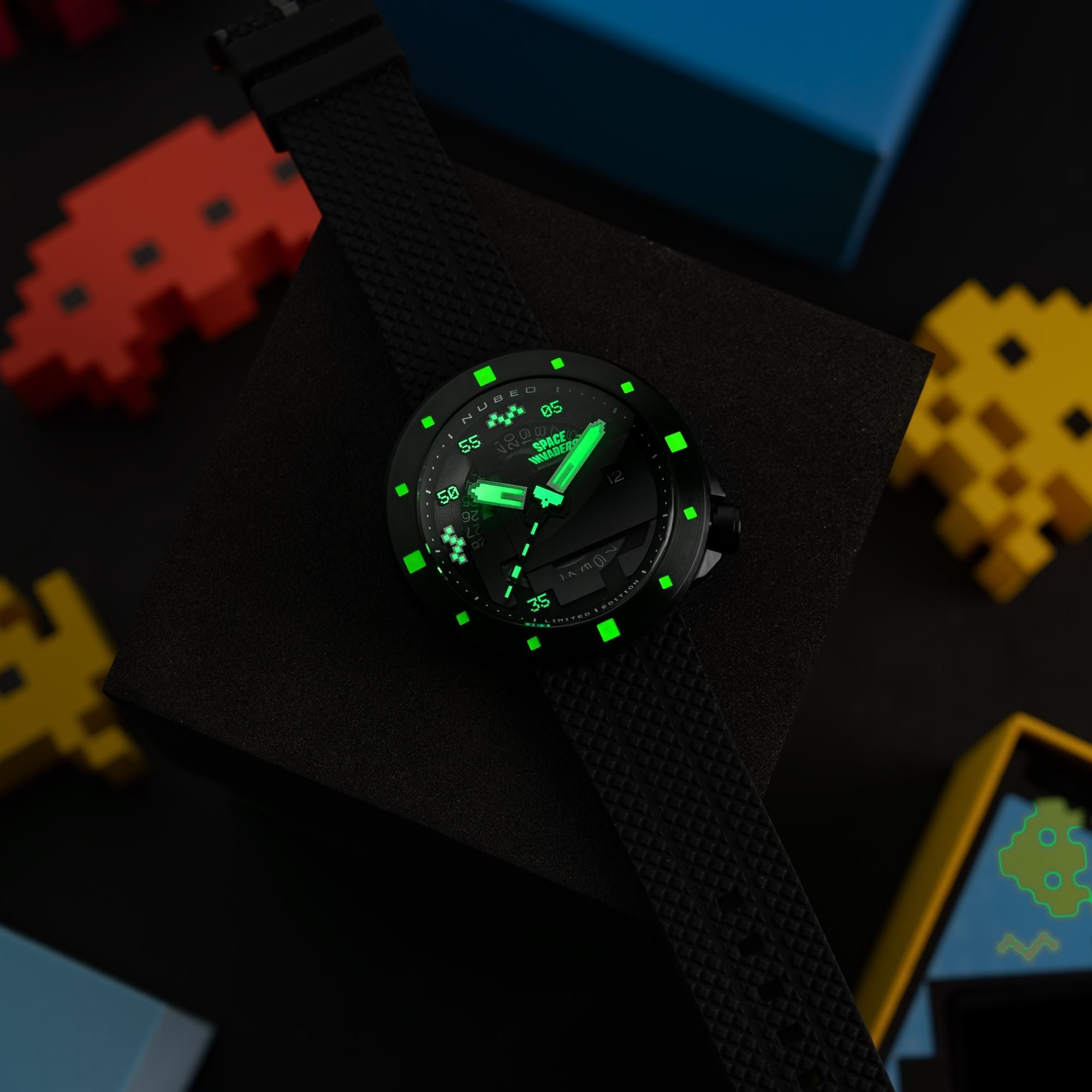 NUBEO Nubeo Cassini Automatic Space Invaders Limited Edition Galactic Shadow Men's Watch NB-6103-05