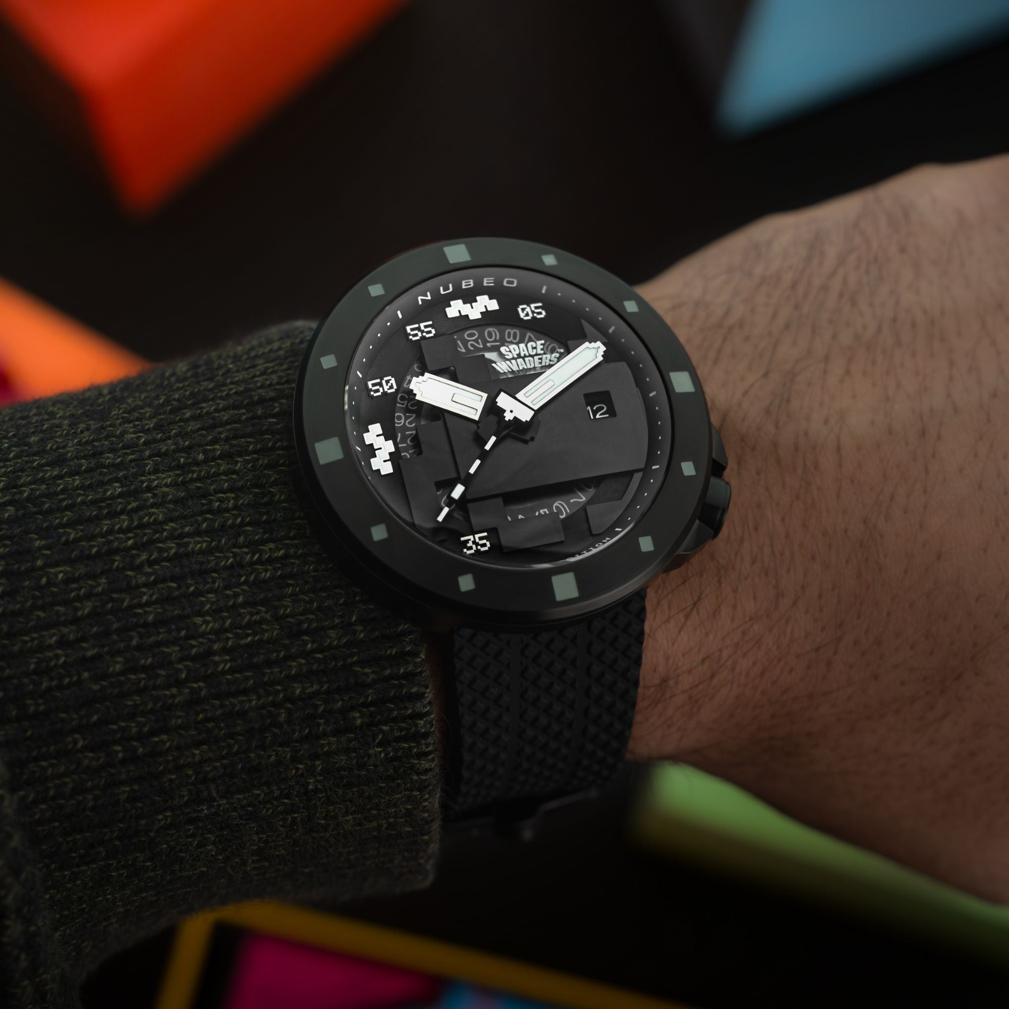 NUBEO Nubeo Cassini Automatic Space Invaders Limited Edition Galactic Shadow Men's Watch NB-6103-05