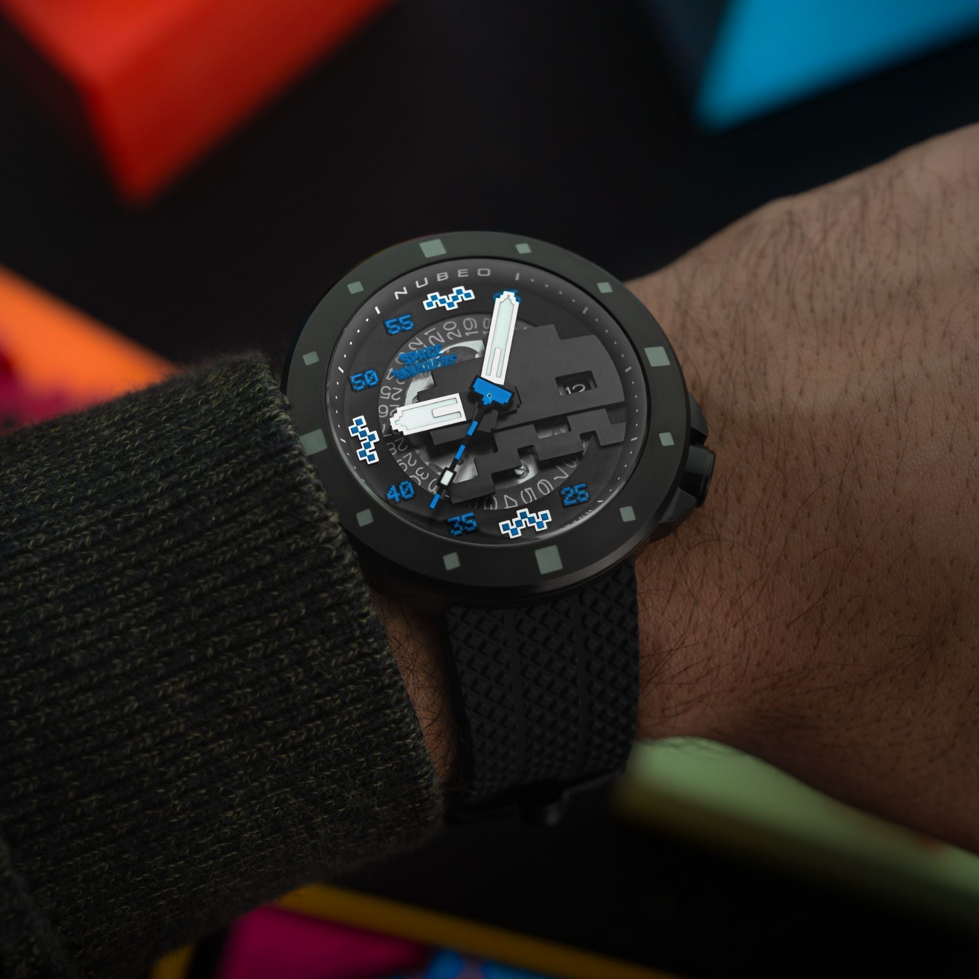 NUBEO Nubeo Cassini Automatic Space Invaders Limited Edition Hyperspace Blue Men's Watch NB-6103-06