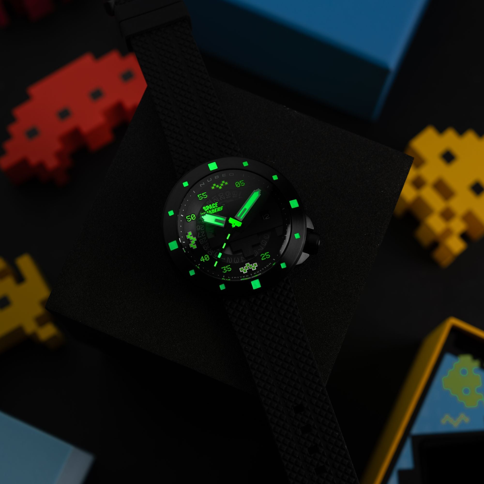 NUBEO Nubeo Cassini Automatic Space Invaders Limited Edition Covert Yellow Men's Watch NB-6103-07