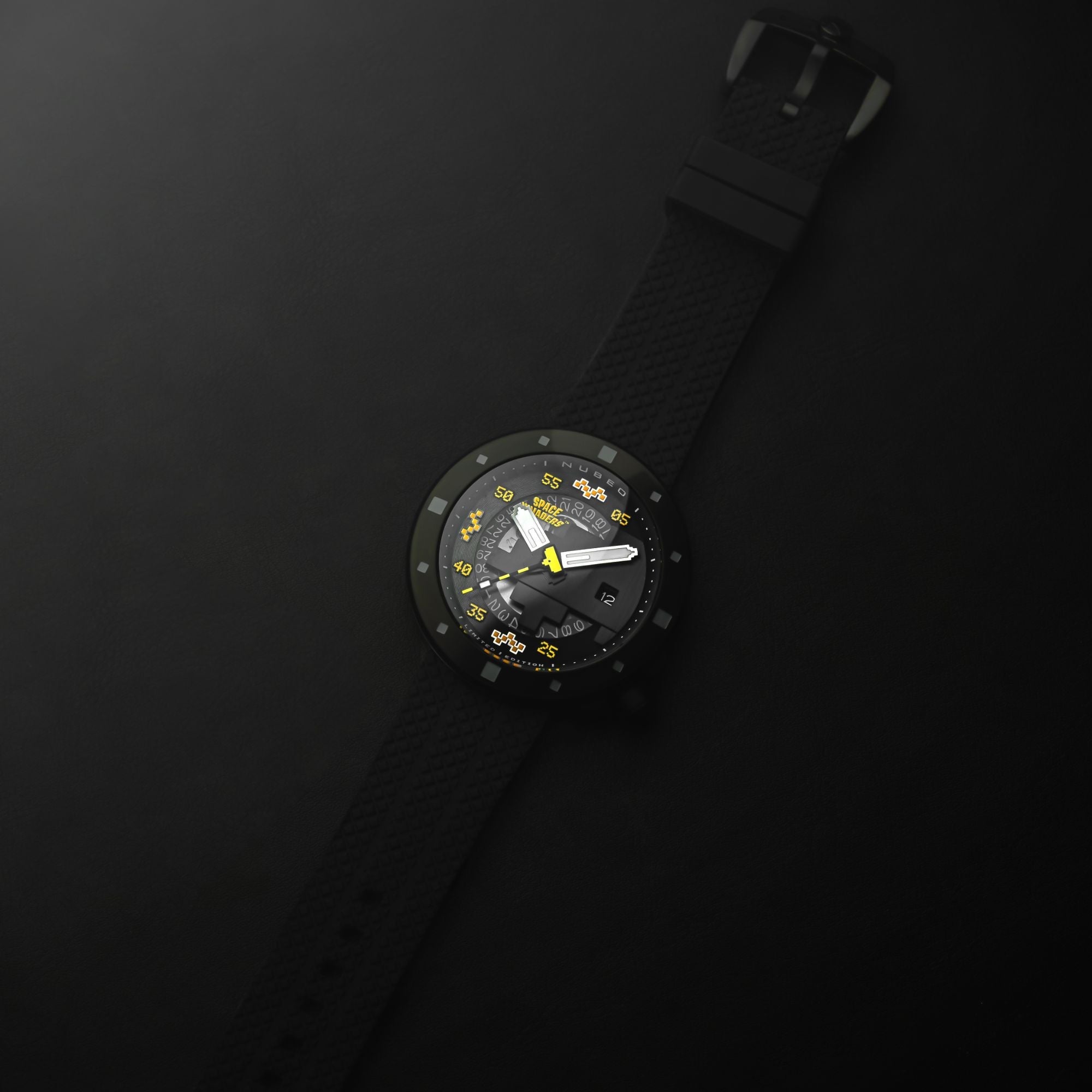 NUBEO Nubeo Cassini Automatic Space Invaders Limited Edition Covert Yellow Men's Watch NB-6103-07