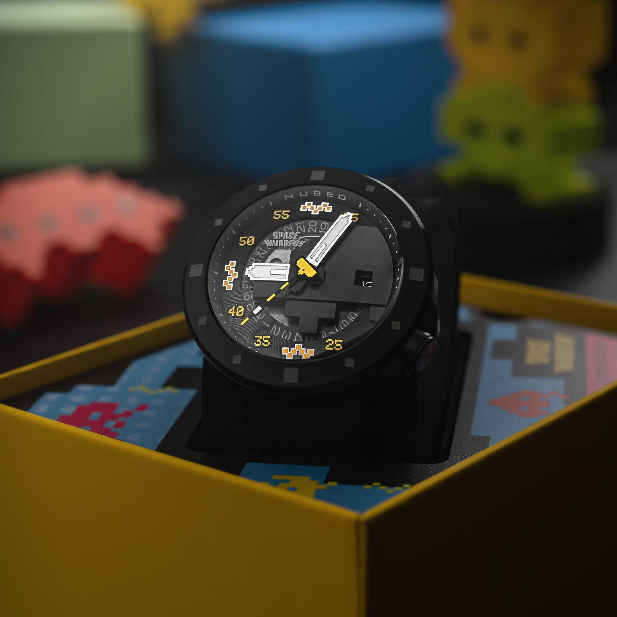 NUBEO Nubeo Cassini Automatic Space Invaders Limited Edition Covert Yellow Men's Watch NB-6103-07