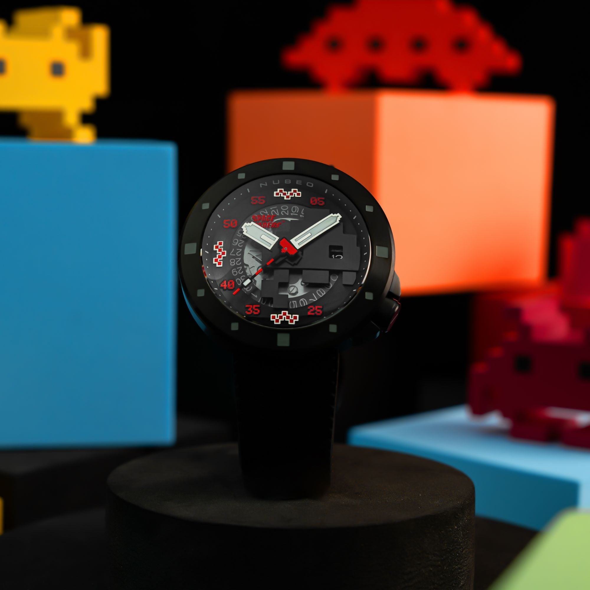 NUBEO Nubeo Cassini Automatic Space Invaders Limited Edition Eclipse Red Men's Watch NB-6103-08