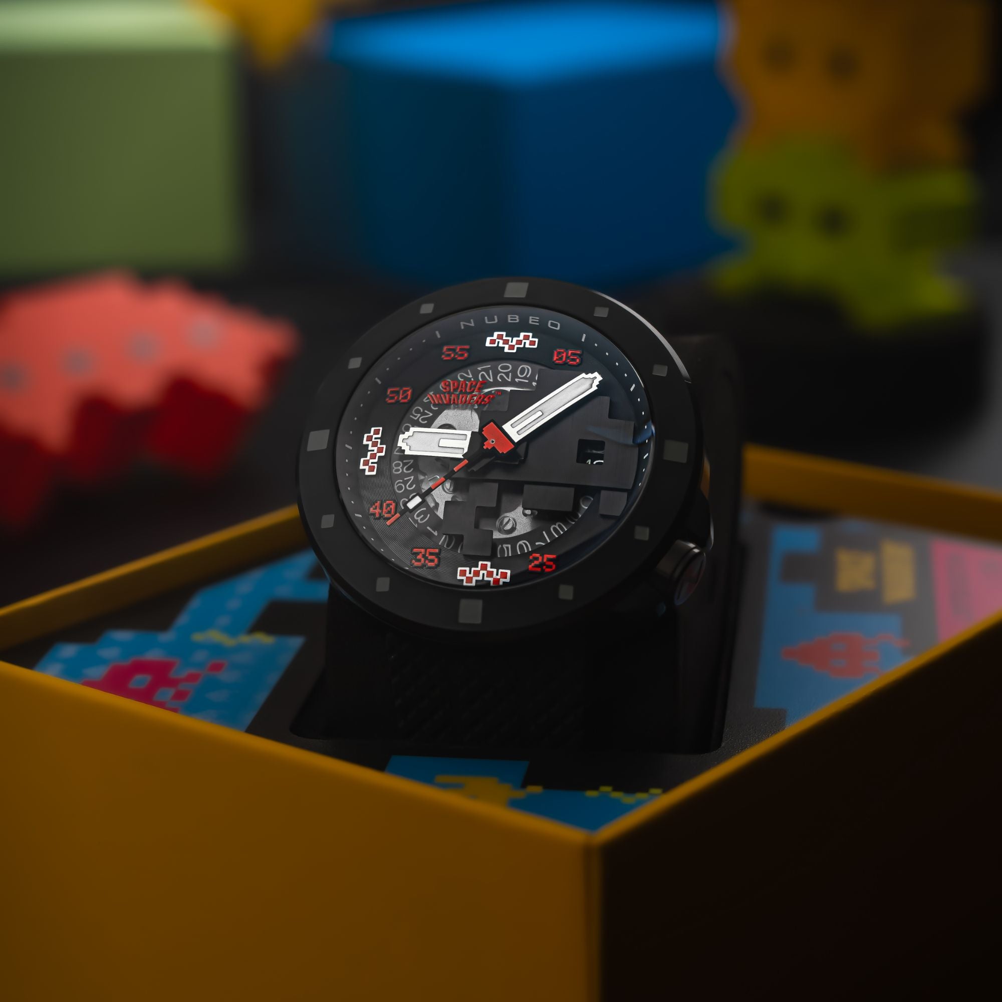NUBEO Nubeo Cassini Automatic Space Invaders Limited Edition Eclipse Red Men's Watch NB-6103-08
