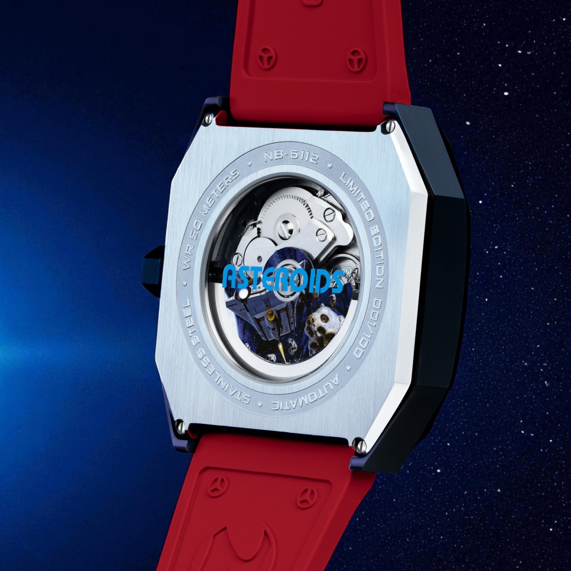 NUBEO Nubeo Console Automatic Atari Asteroids 2600 Limited Edition Fireball Fury Men's Watch NB-6112-04