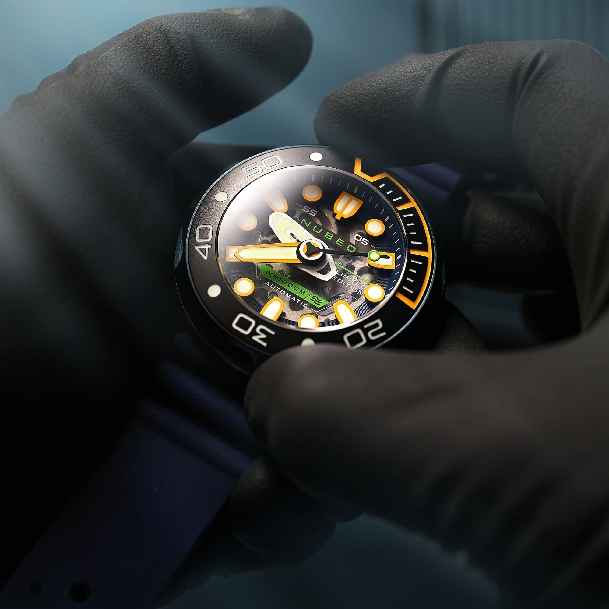 NUBEO Nubeo Ventana Skeleton Automatic Limited Edition Cobalt Blue Men's Watch NB-6113-01