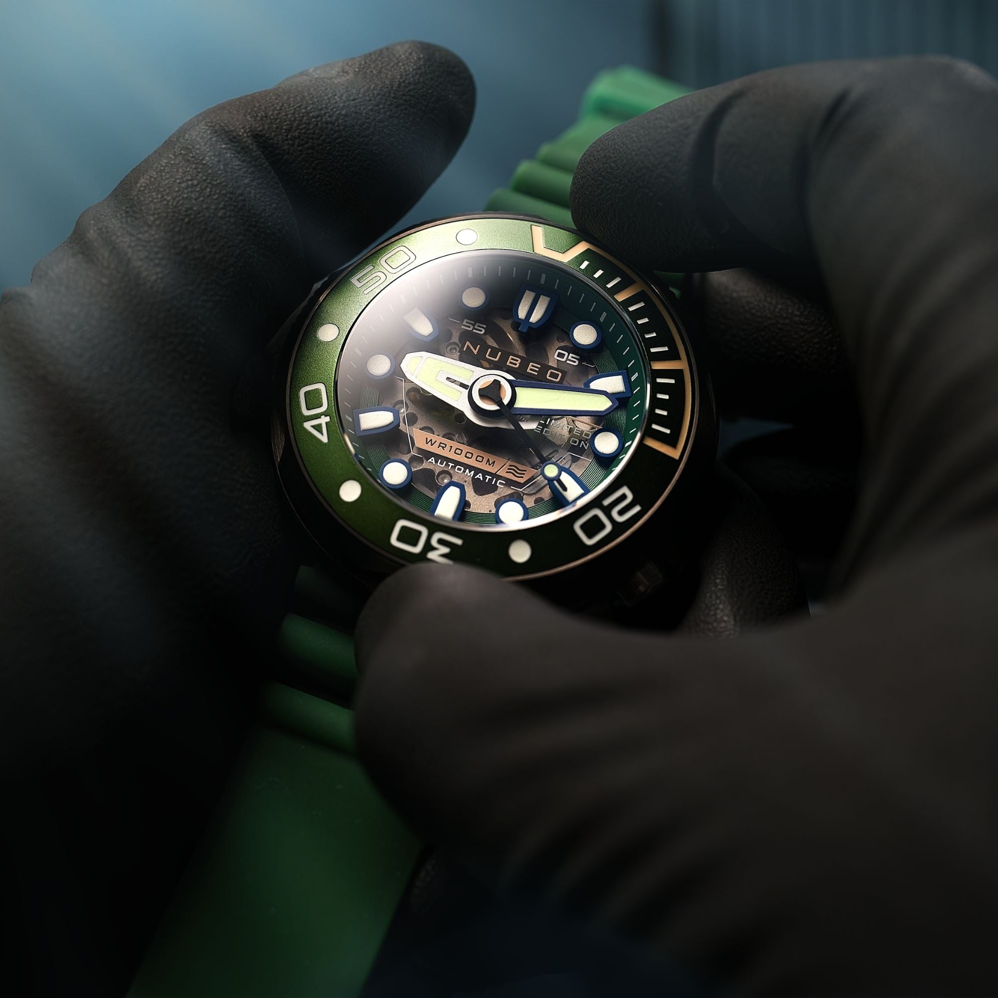 NUBEO Nubeo Ventana Skeleton Automatic Limited Edition Cedar Green Men's Watch NB-6113-02