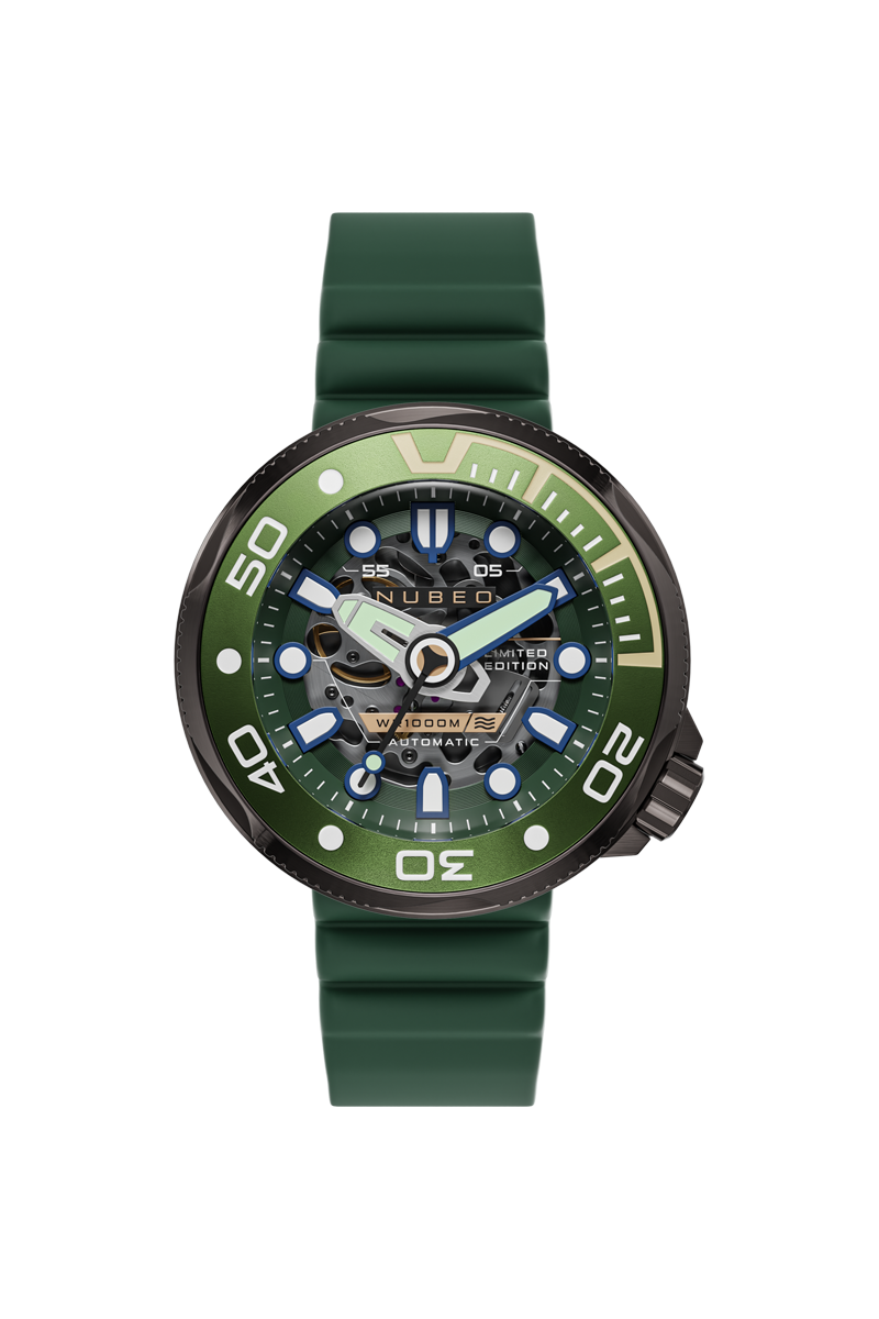 NUBEO Nubeo Ventana Skeleton Automatic Limited Edition Cedar Green Men's Watch NB-6113-02
