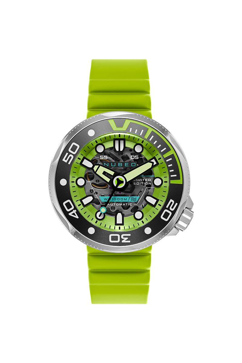 NUBEO Nubeo Ventana Skeleton Automatic Limited Edition Lime Green Men's Watch NB-6113-06