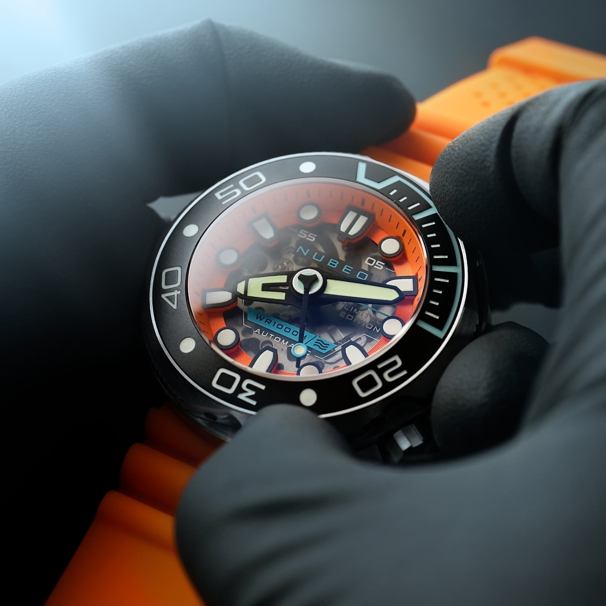 NUBEO Nubeo Ventana Skeleton Automatic Limited Edition Bright Orange Men's Watch NB-6113-07