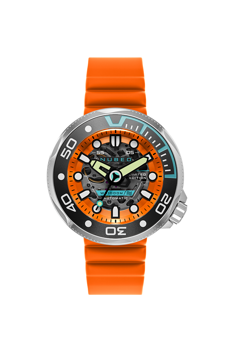 NUBEO Nubeo Ventana Skeleton Automatic Limited Edition Bright Orange Men's Watch NB-6113-07