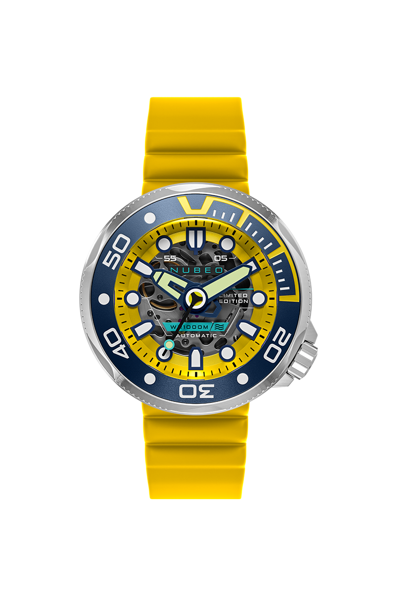 NUBEO Nubeo Ventana Skeleton Automatic Limited Edition Electric Yellow Men's Watch NB-6113-0A
