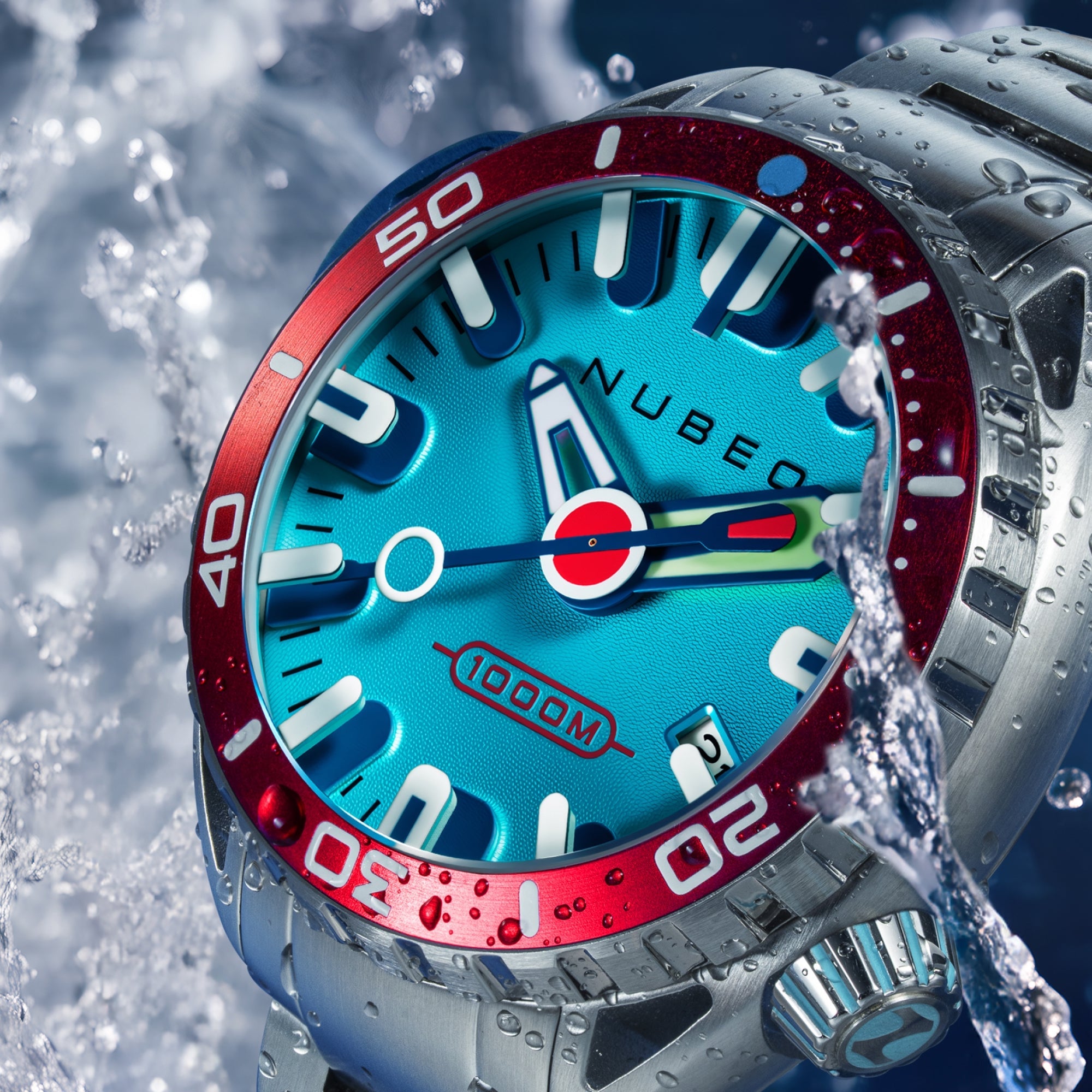 NUBEO Nubeo Aluminaut Automatic Limited Edition Neon Blue Men's Watch NB-6115-44