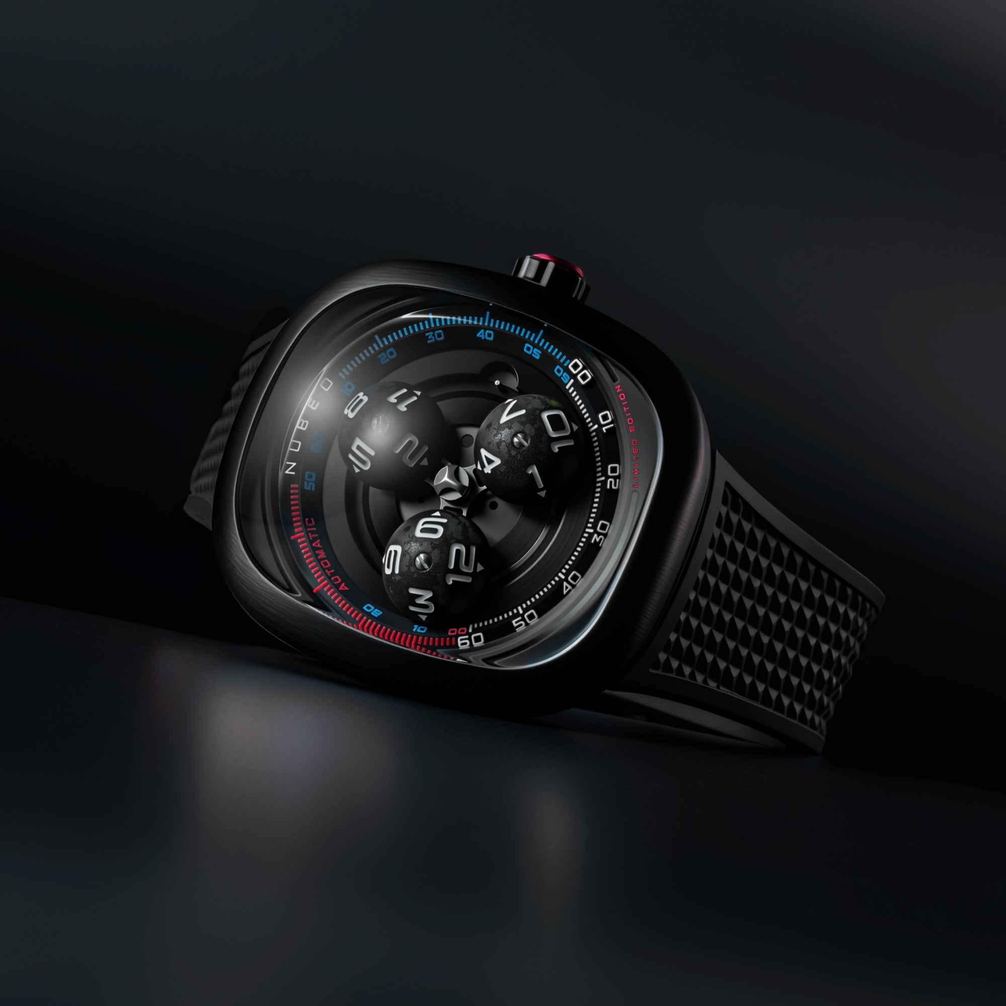 Nubeo Tri-Star Orbit Automatic Limited Edition Lunar Black Men's Watch NB-6116-01