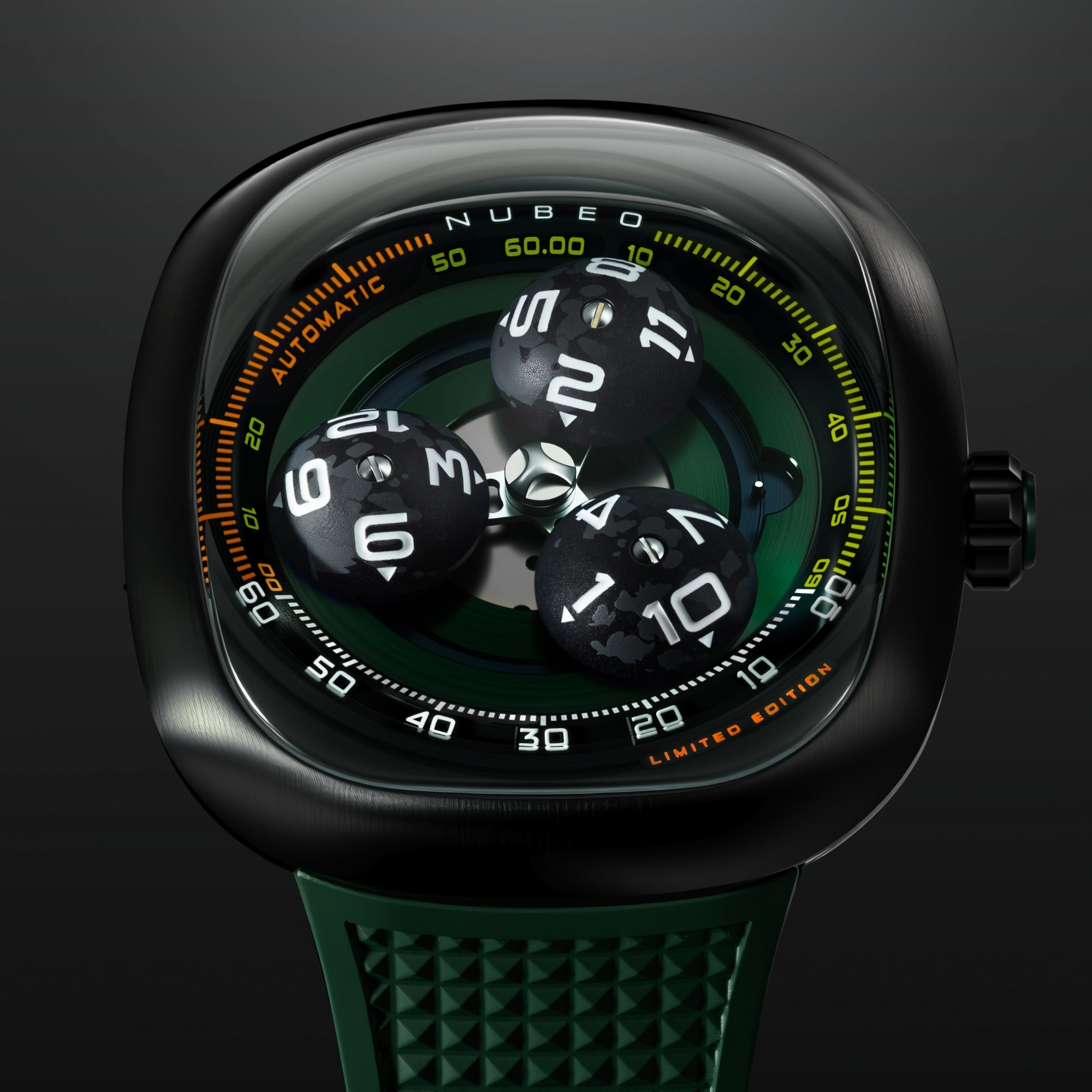 Nubeo Tri-Star Orbit Automatic Limited Edition Nebula Green Men's Watch NB-6116-03