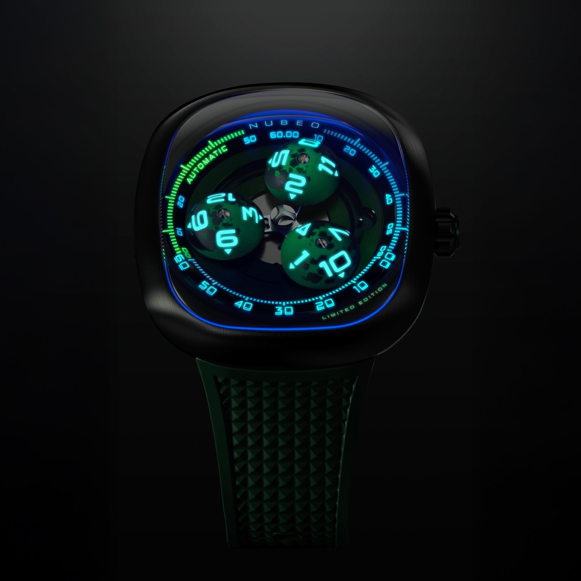 Nubeo Tri-Star Orbit Automatic Limited Edition Nebula Green Men's Watch NB-6116-03