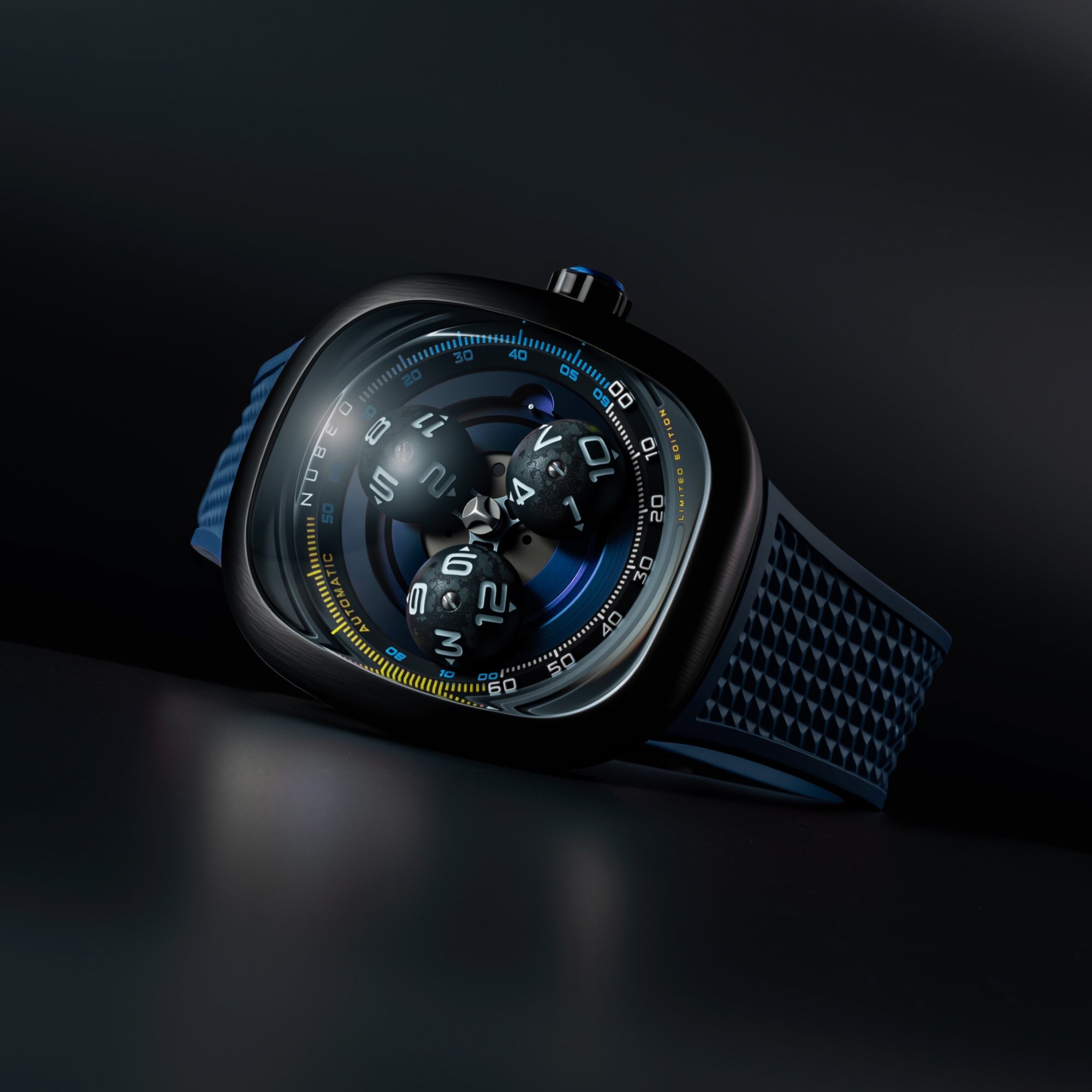 Nubeo Tri-Star Orbit Automatic Limited Edition Planetary Blue Men's Watch NB-6116-04