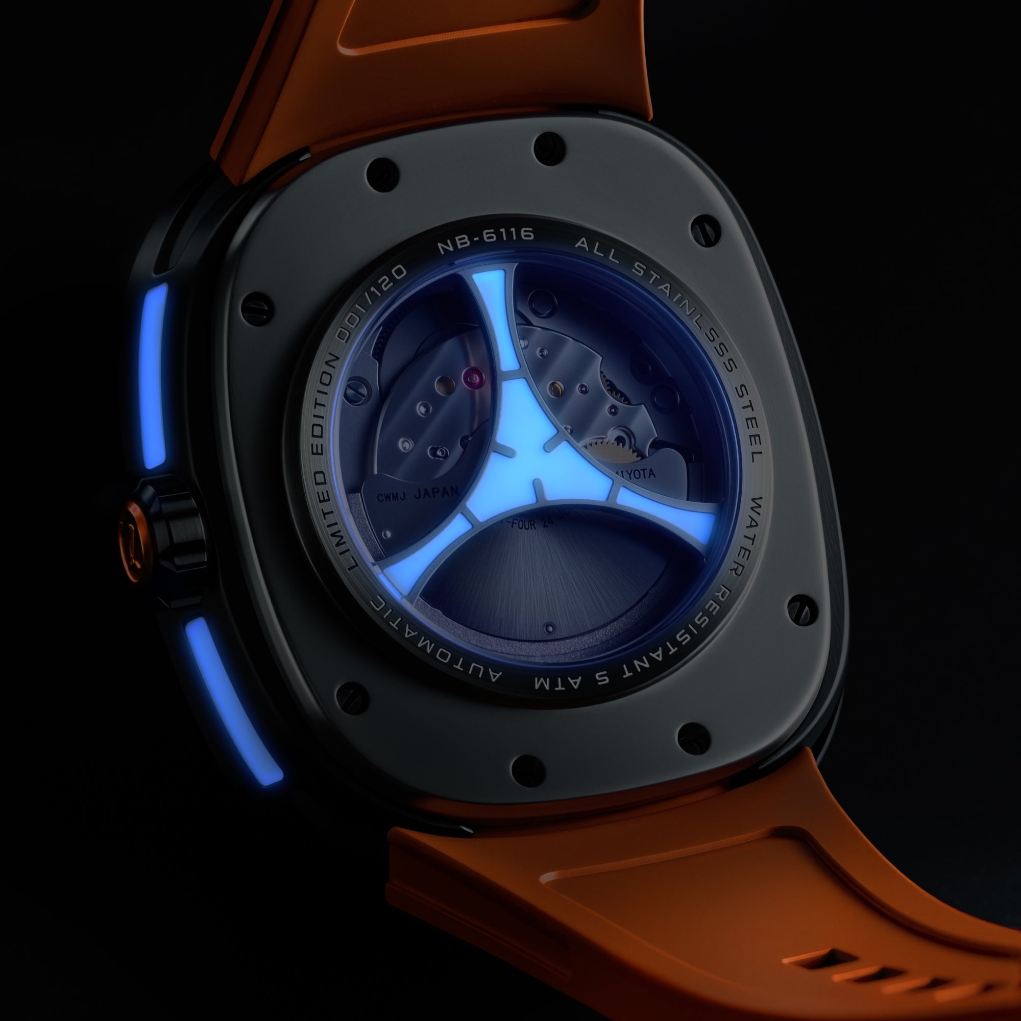 Nubeo Tri-Star Orbit Automatic Limited Edition Cosmic Tangerine Men's Watch NB-6116-07