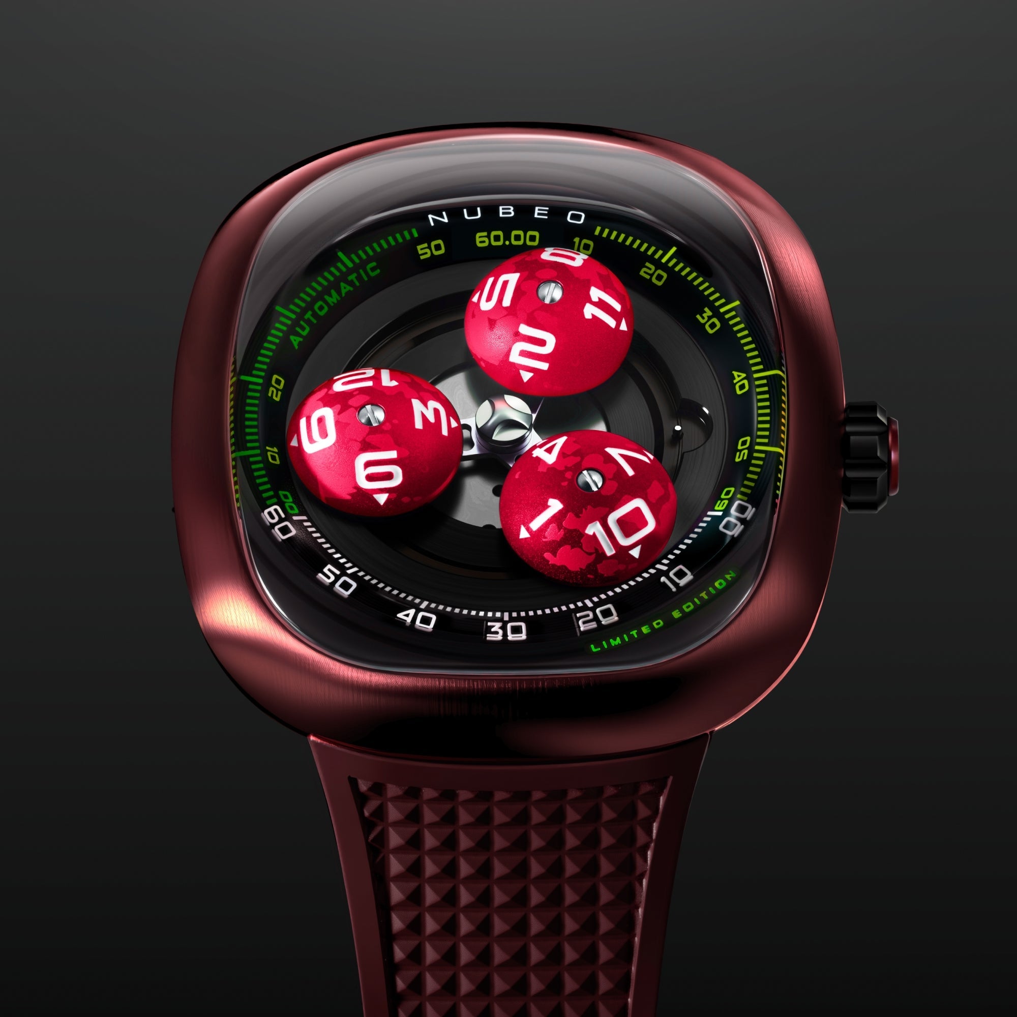 Nubeo Tri-Star Orbit Automatic Limited Edition Flame Red Men's Watch NB-6116-0A