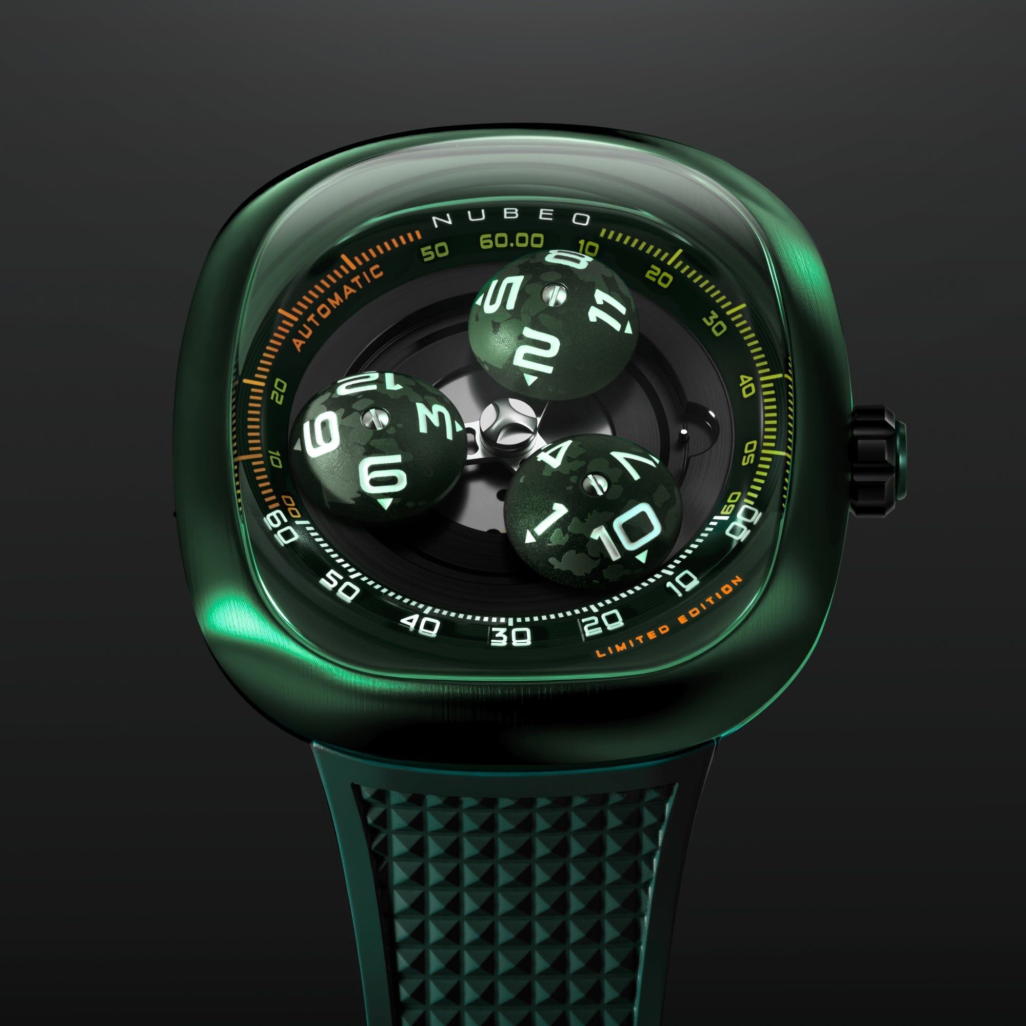 Nubeo Tri-Star Orbit Automatic Limited Edition Orbital Olive Men's Watch NB-6116-0B