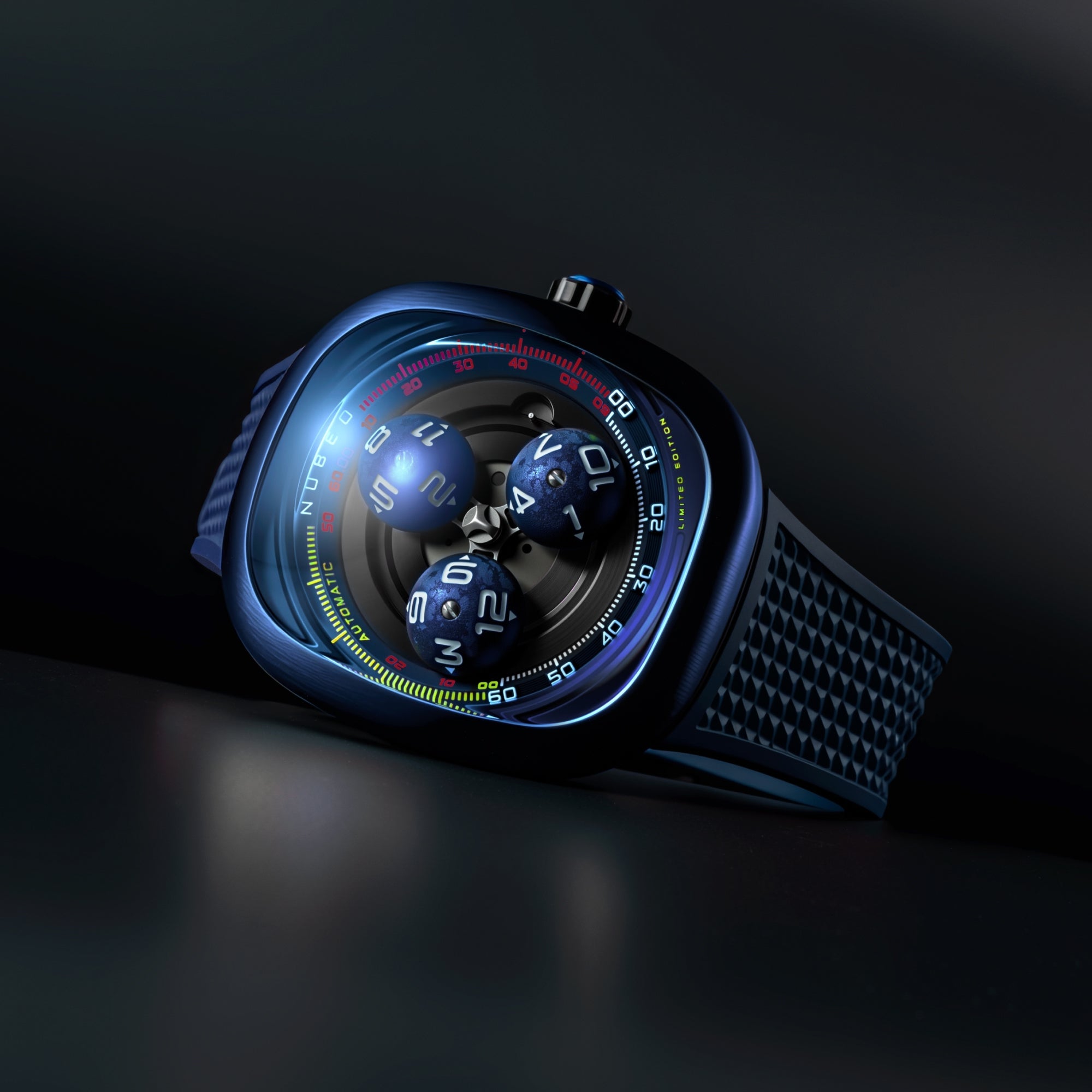 Nubeo Tri-Star Orbit Automatic Limited Edition Cosmos Blue Men's Watch NB-6116-0C