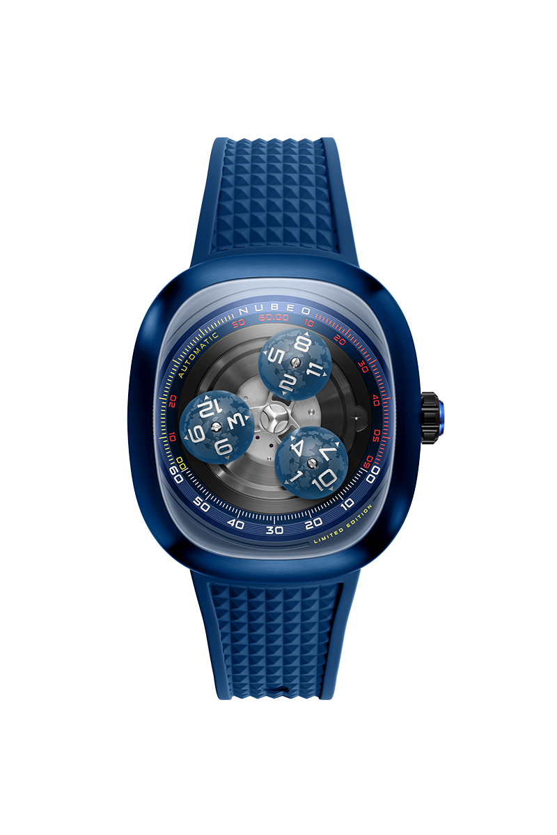 Nubeo Tri-Star Orbit Automatic Limited Edition Cosmos Blue Men's Watch NB-6116-0C