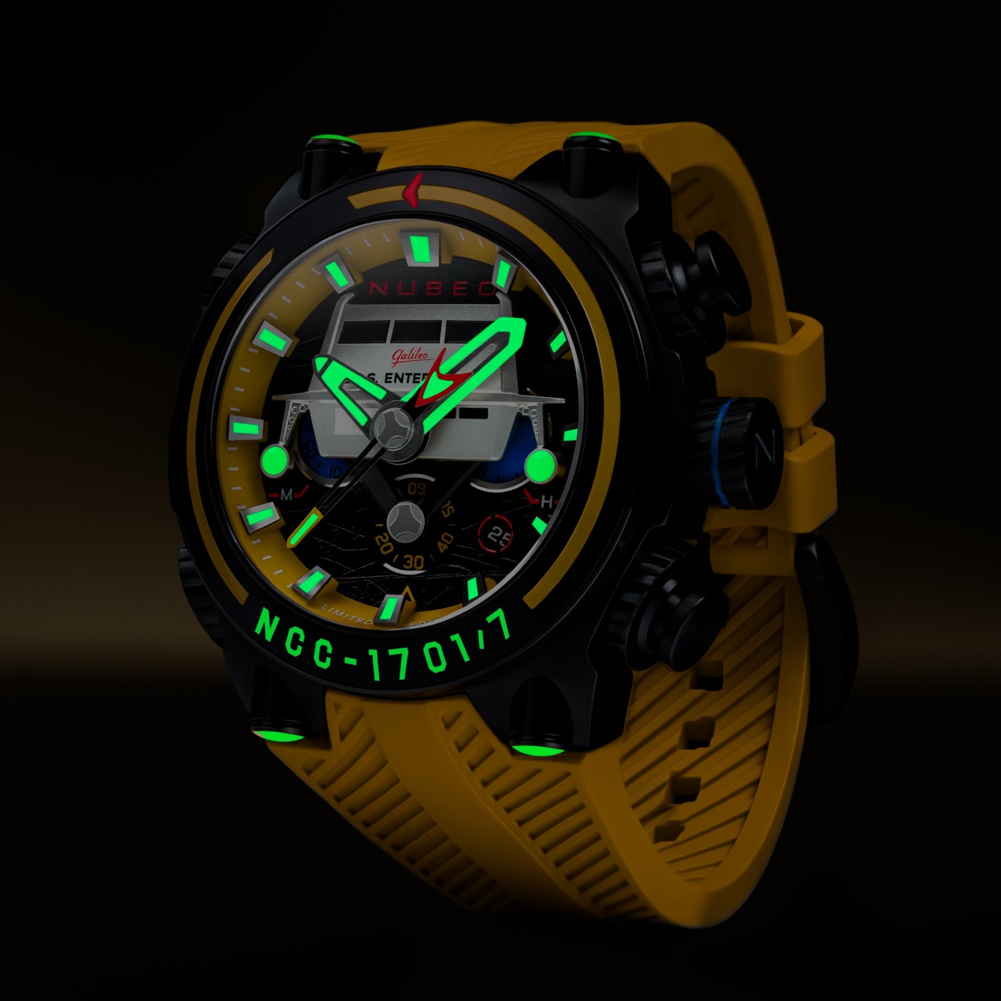 Nubeo Deimos Chronograph Star Trek Galileo Limited Edition Starship Yellow Men's Watch NB-6118-02