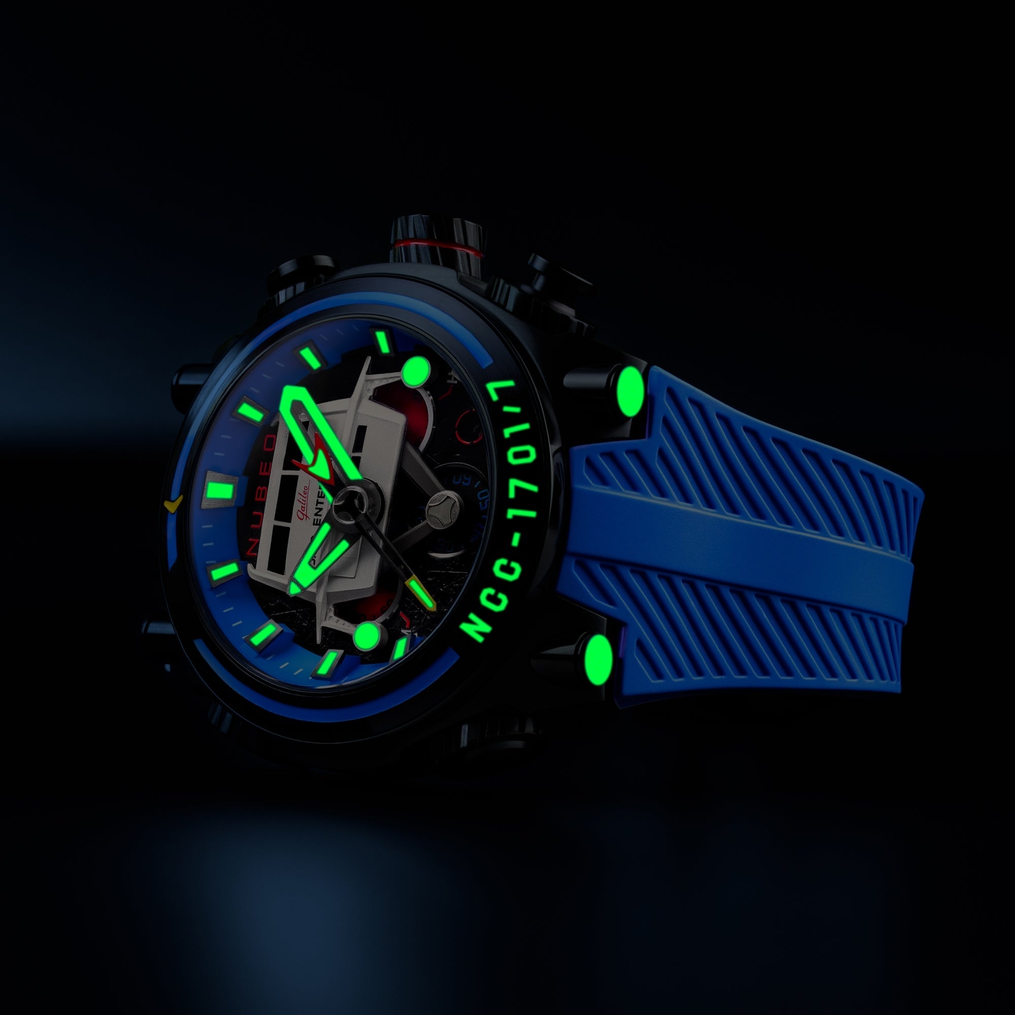 Nubeo Deimos Chronograph Star Trek Galileo Limited Edition Starship Blue Men's Watch NB-6118-03