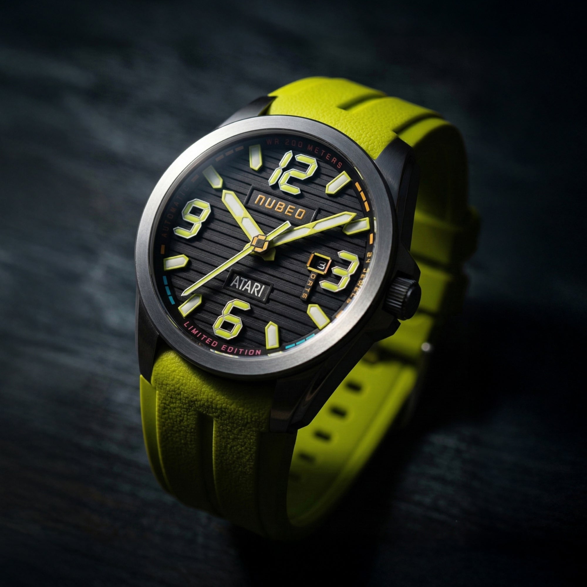 Nubeo Torrent Automatic Atari Rainbow Limited Edition Lime Spectrum Men's Watch NB-6121-01