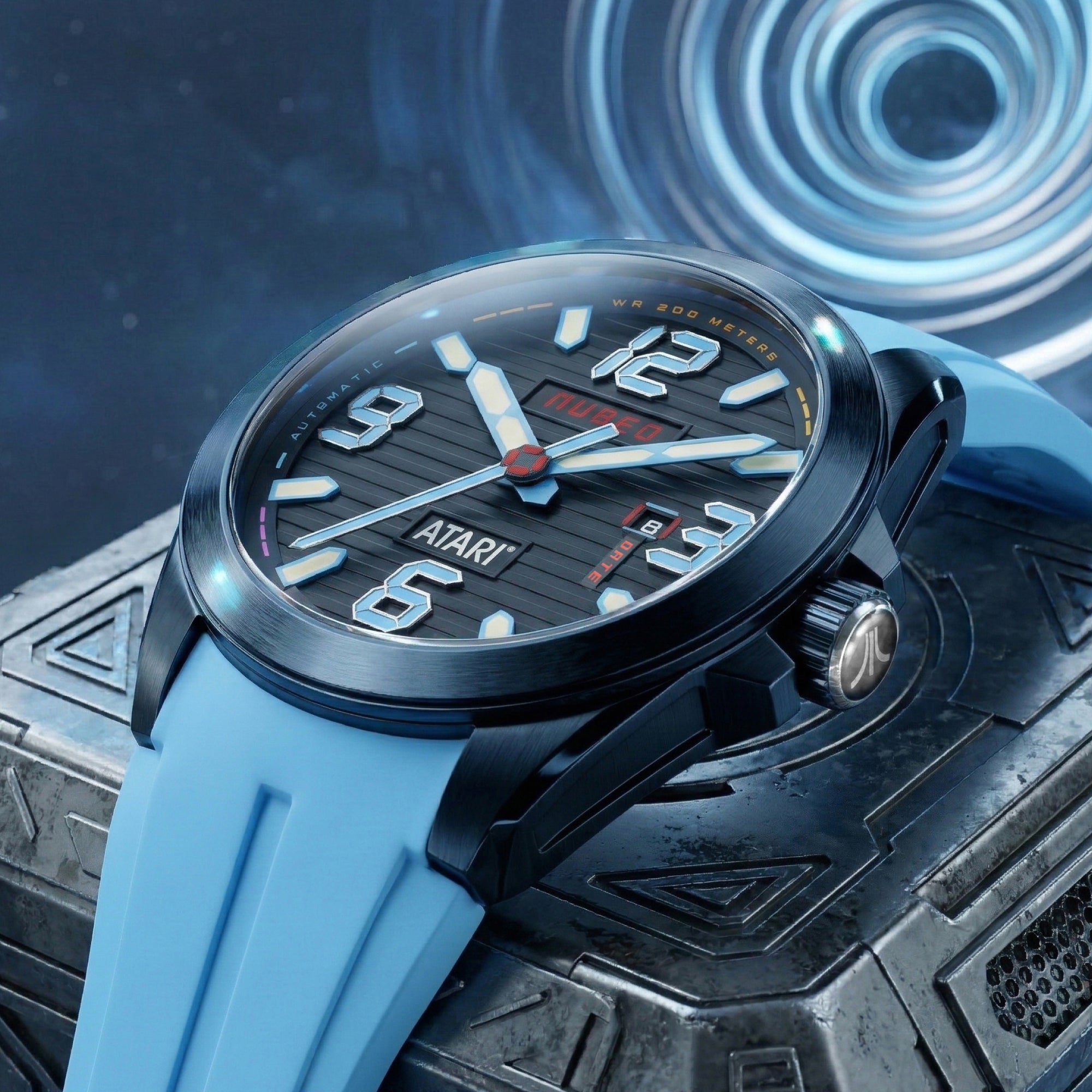 Nubeo Torrent Automatic Atari Rainbow Limited Edition Azure Arcade Men's Watch NB-6121-02