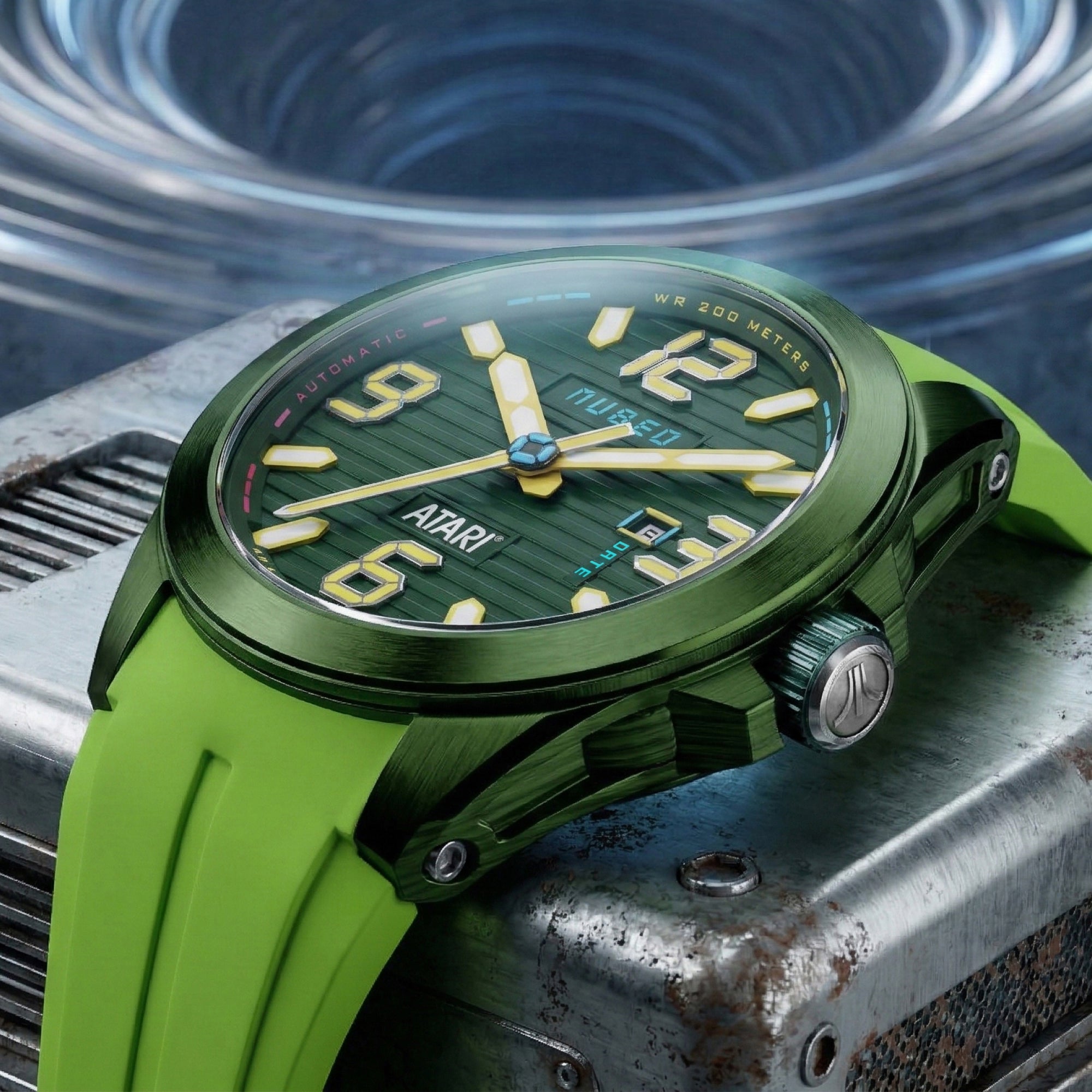 Nubeo Torrent Automatic Atari Rainbow Limited Edition Pine Pixel Men's Watch NB-6121-03