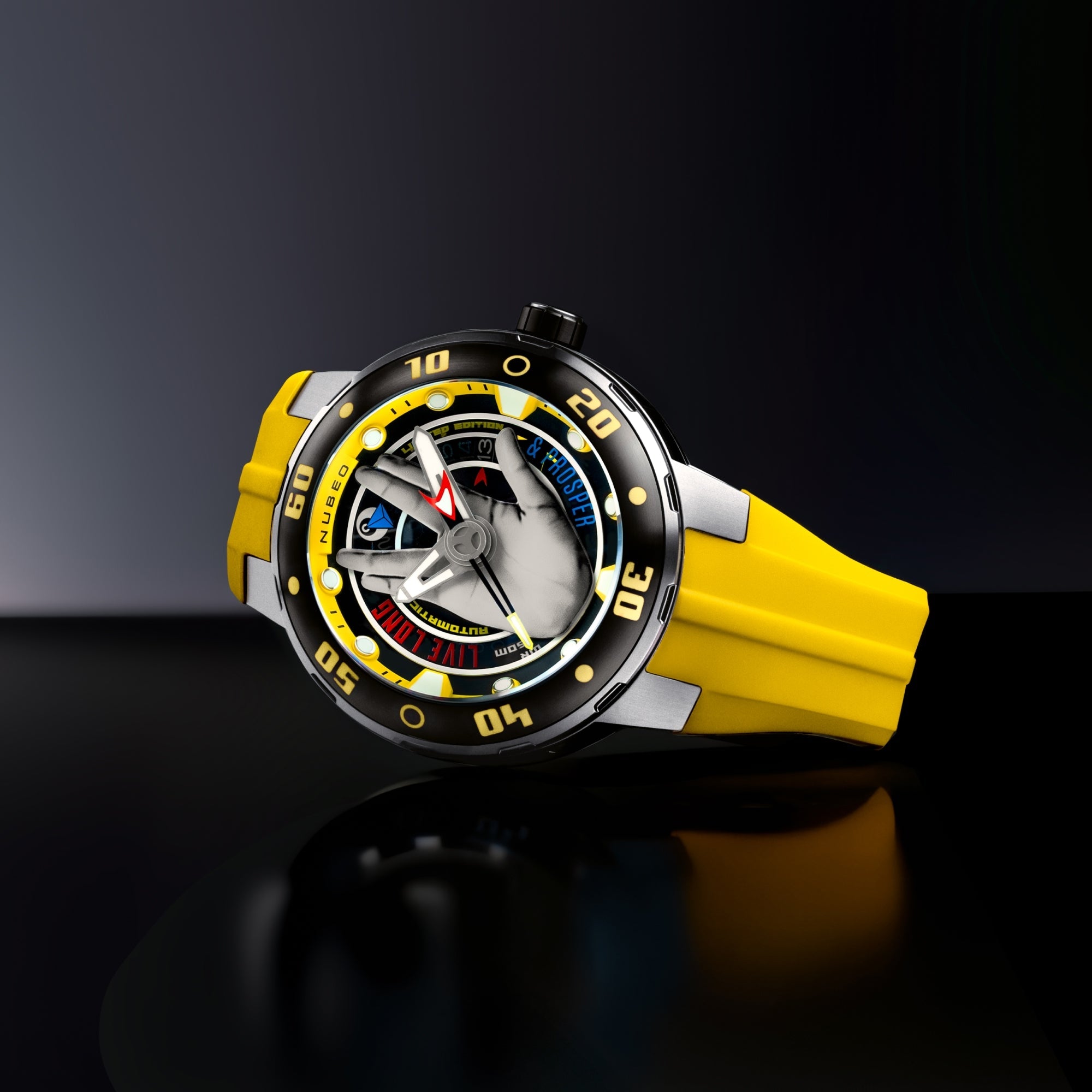 Nubeo Mariner Automatic Star Trek Live Long & Prosper Limited Edition Vulcan Yellow Men's Watch NB-6122-01