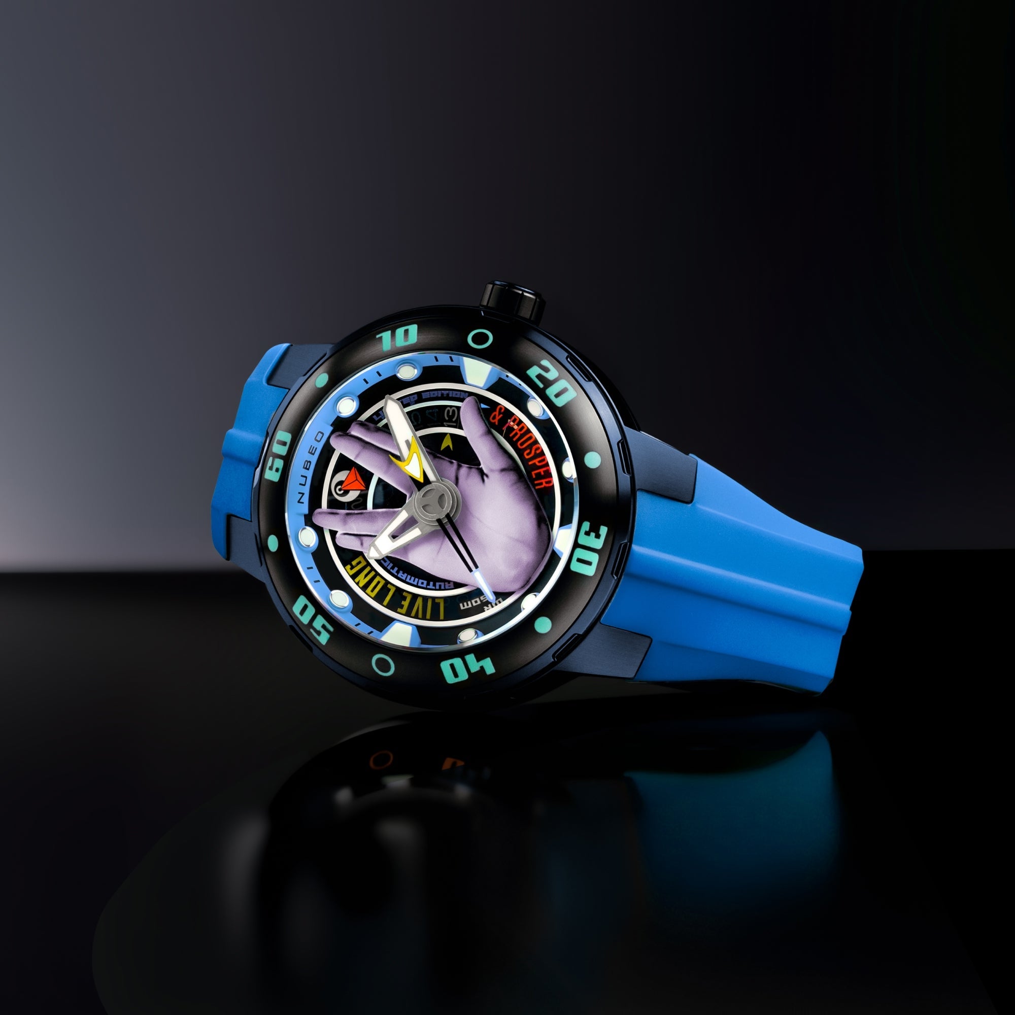 Nubeo Mariner Automatic Star Trek Live Long & Prosper Limited Edition Vulcan Blue Men's Watch NB-6122-02