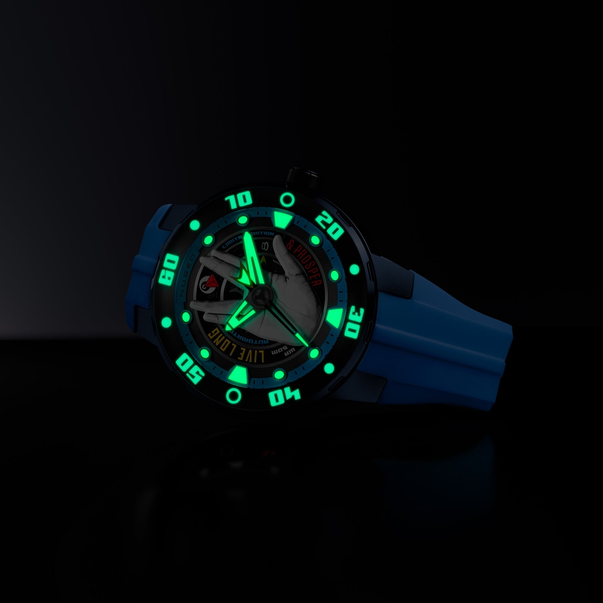 Nubeo Mariner Automatic Star Trek Live Long & Prosper Limited Edition Vulcan Blue Men's Watch NB-6122-02