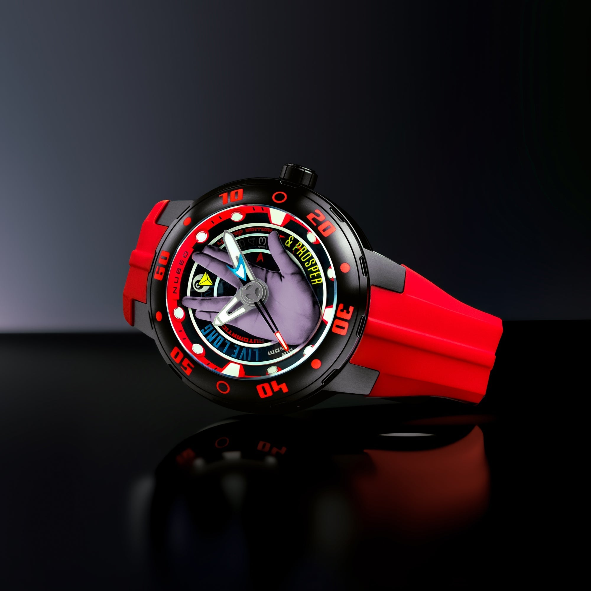 Nubeo Mariner Automatic Star Trek Live Long & Prosper Limited Edition Vulcan Red Men's Watch NB-6122-03