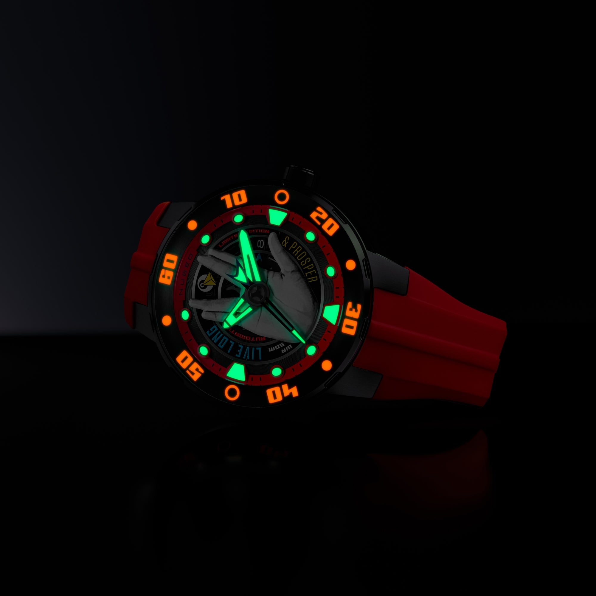 Nubeo Mariner Automatic Star Trek Live Long & Prosper Limited Edition Vulcan Red Men's Watch NB-6122-03