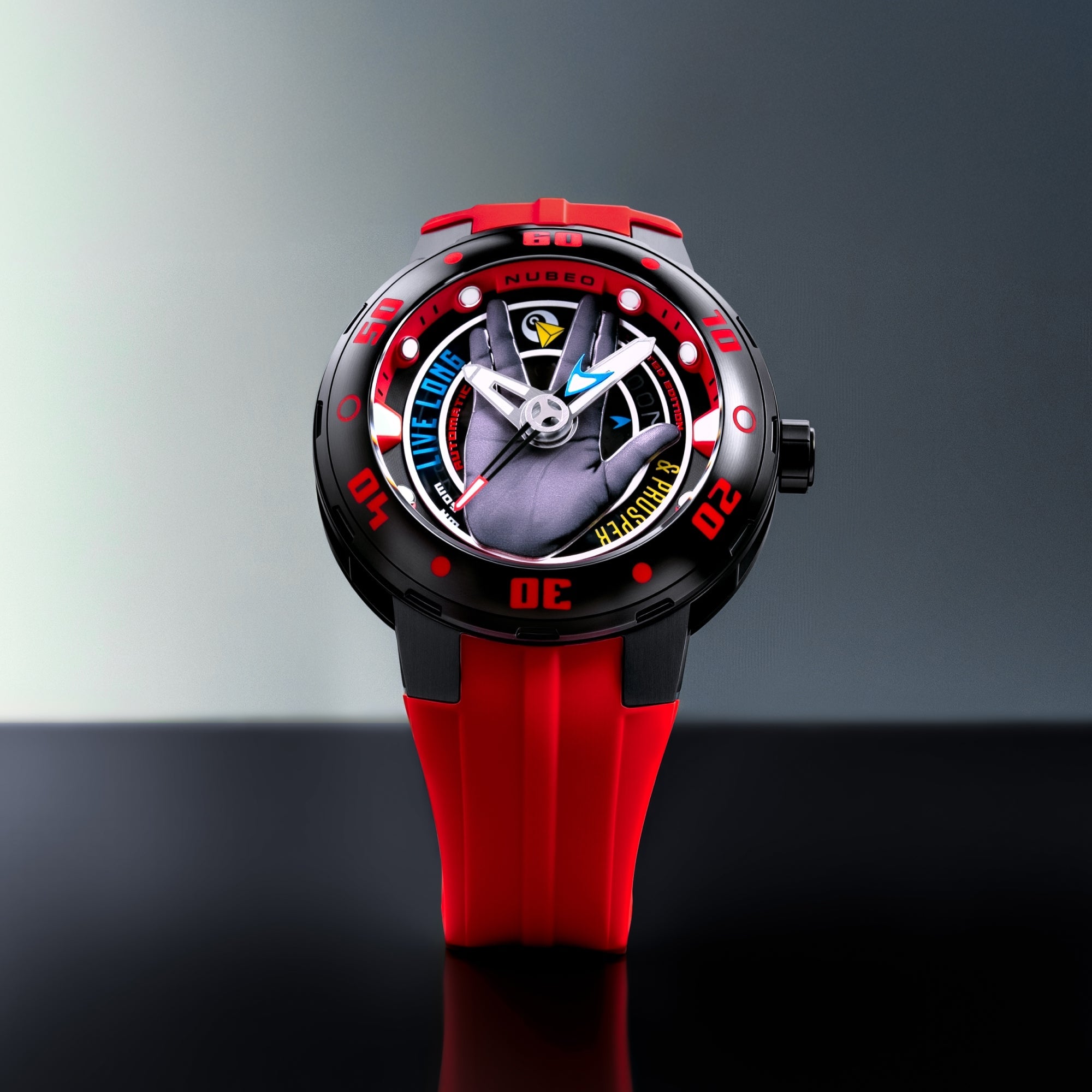 Nubeo Mariner Automatic Star Trek Live Long & Prosper Limited Edition Vulcan Red Men's Watch NB-6122-03