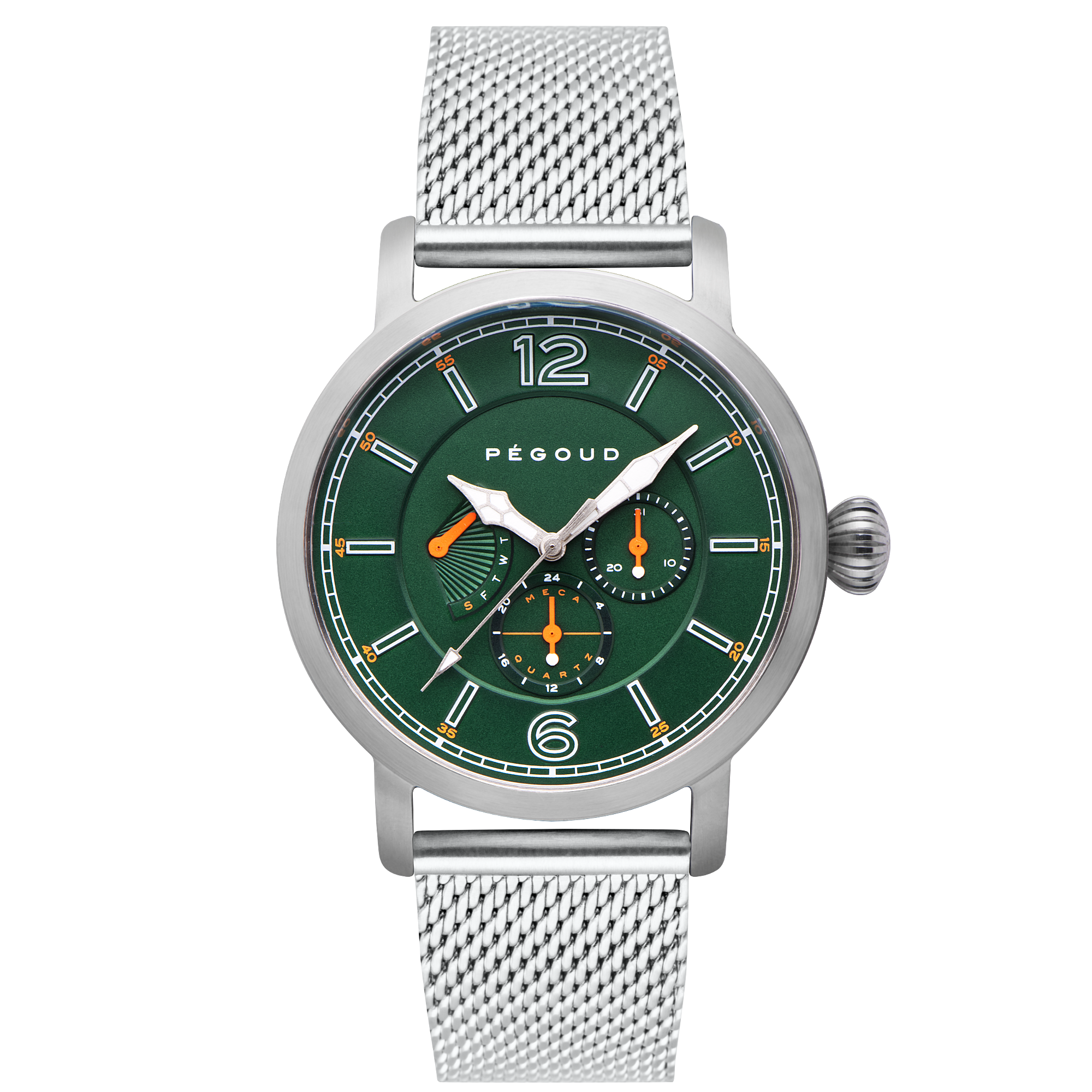 PEGOUD Pegoud Premiere Meca-Quartz Retro Calendar Men's Green Watch PG-9006-22