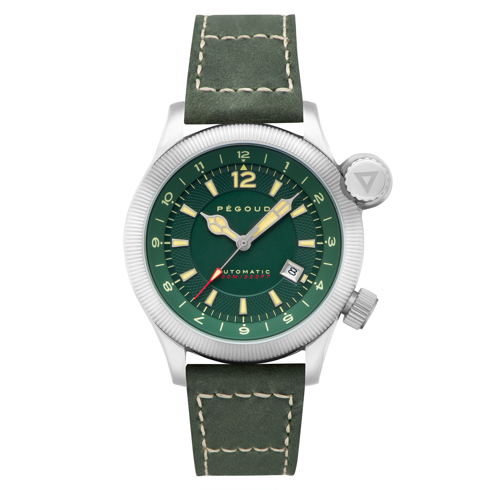 PEGOUD Pegoud Onduleur Japanese Quartz Chronograph Men's Vintage Green Watch PG-9008-02