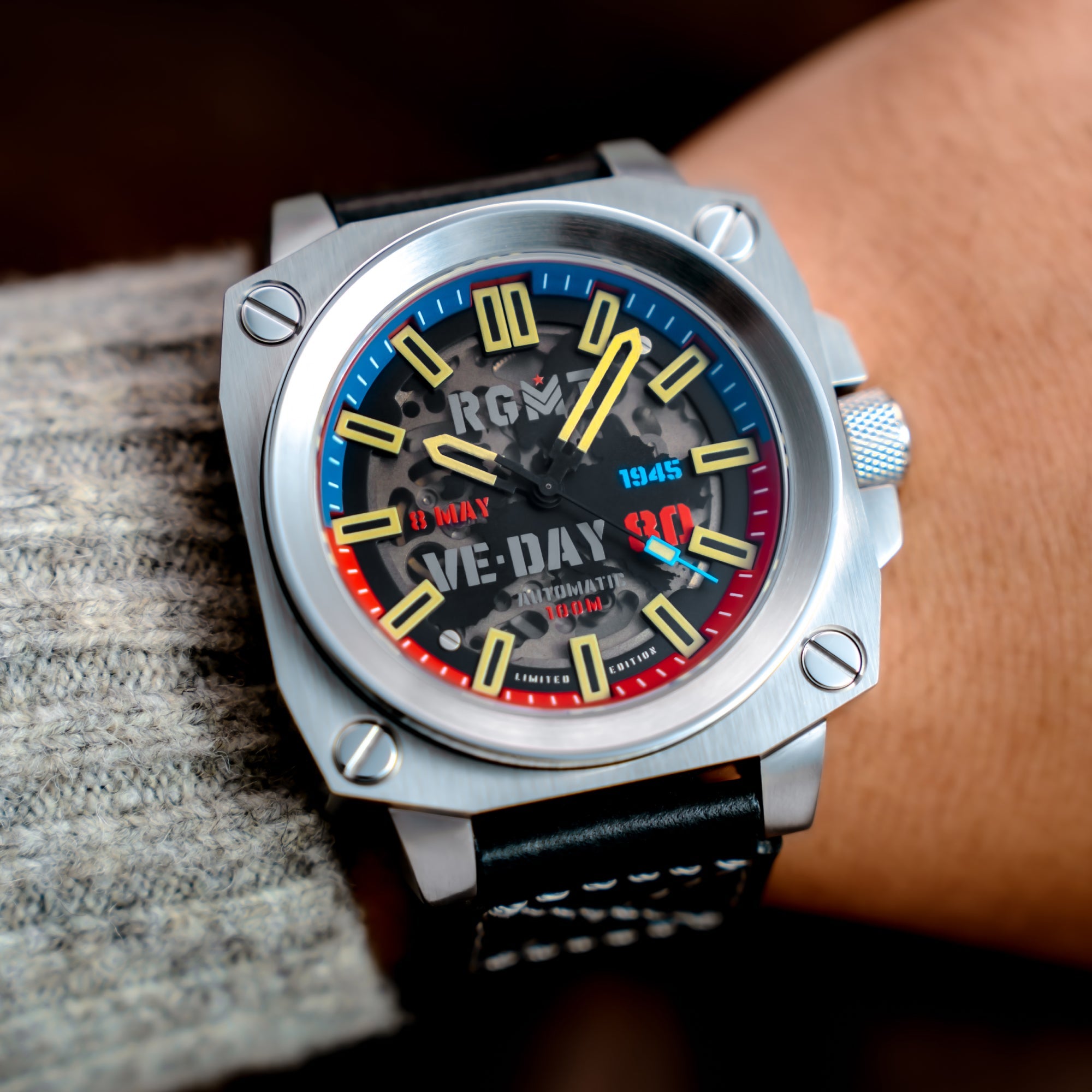 RGMT RGMT Altimeter Skeleton Automatic VE-Day 80TH Limiited Edition Freedom Black Men's Watch RG-8064-07
