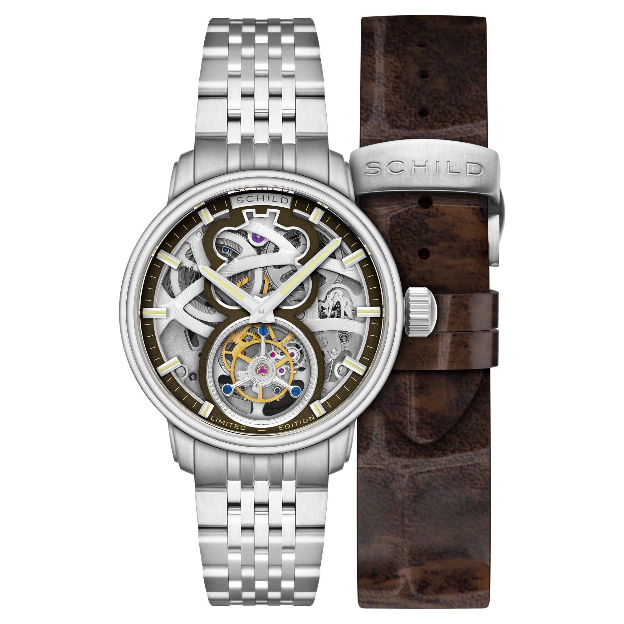 Schild Maximillian Tourbillon Limited Edition Walnut Drift Men's Watch SC-1002-DD