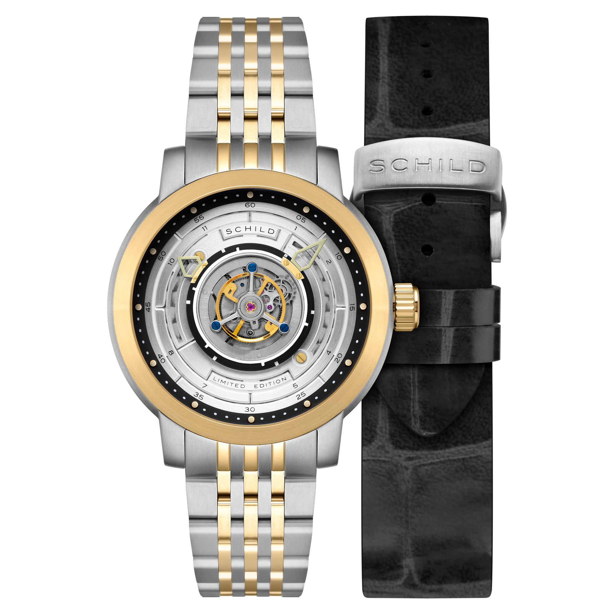 SCHILD Schild Heinrich Cyclone Tourbillon Limited Edition Steel Gold Men's Watch SC-1011-99