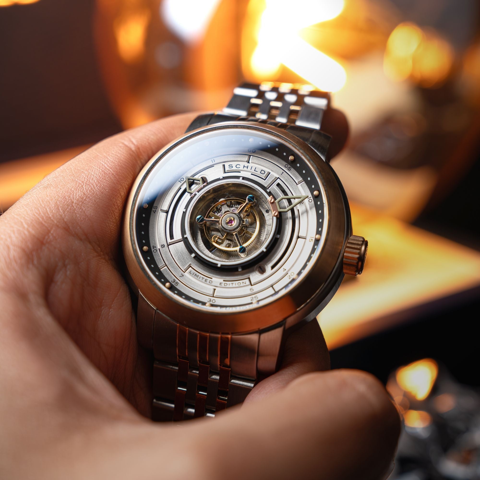 SCHILD Schild Heinrich Cyclone Tourbillon Limited Edition Steel Rose Men's Watch SC-1011-AA