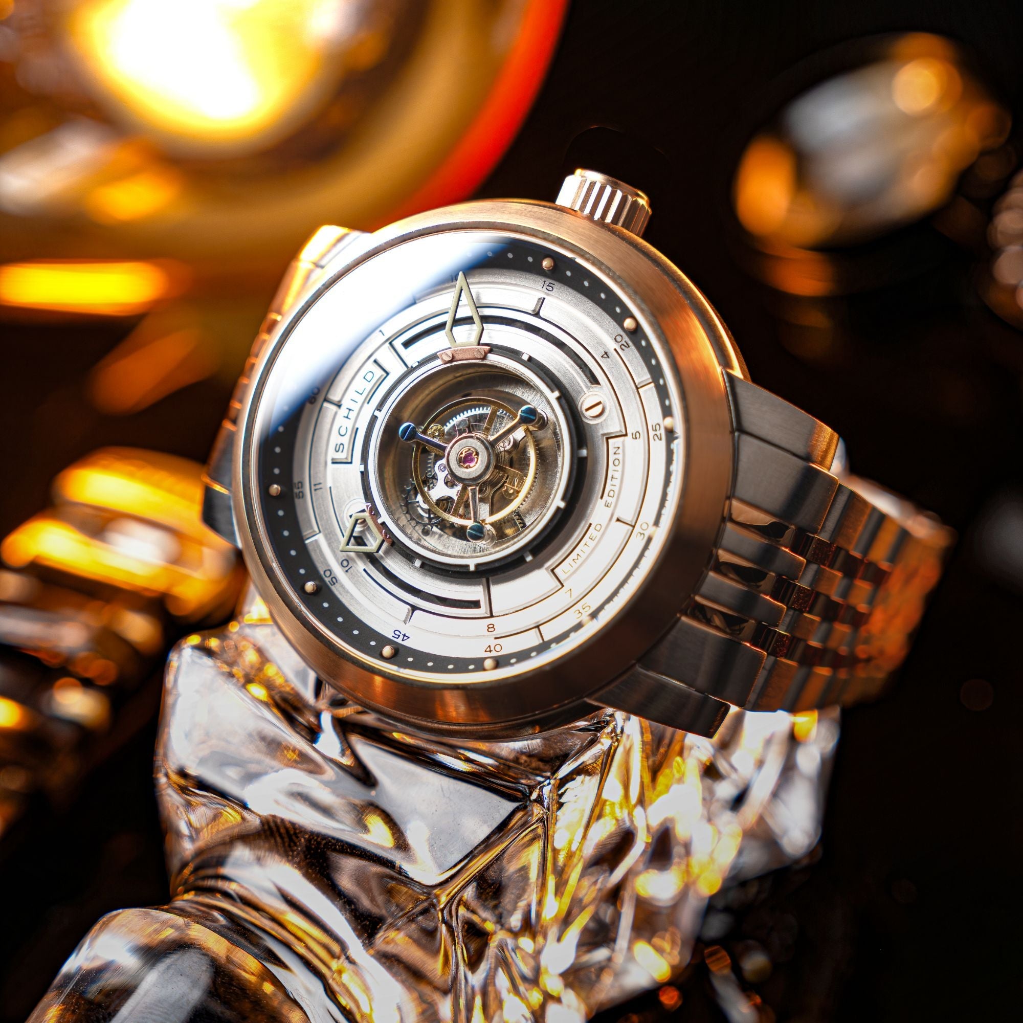SCHILD Schild Heinrich Cyclone Tourbillon Limited Edition Steel Rose Men's Watch SC-1011-AA