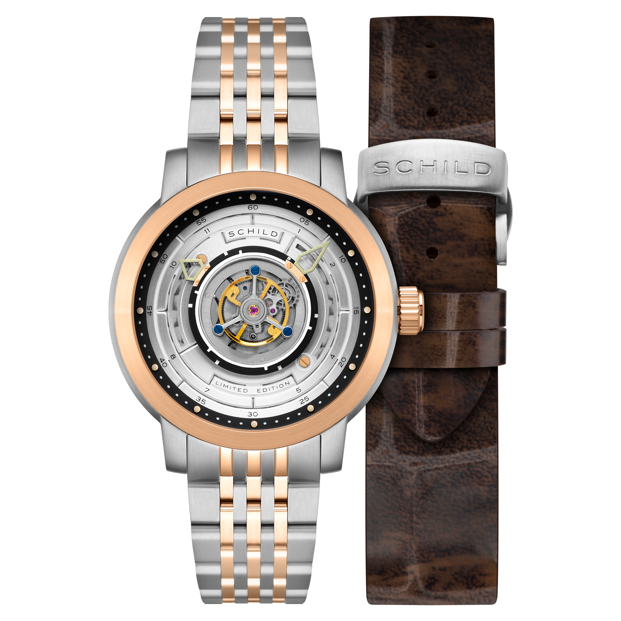 SCHILD Schild Heinrich Cyclone Tourbillon Limited Edition Steel Rose Men's Watch SC-1011-AA