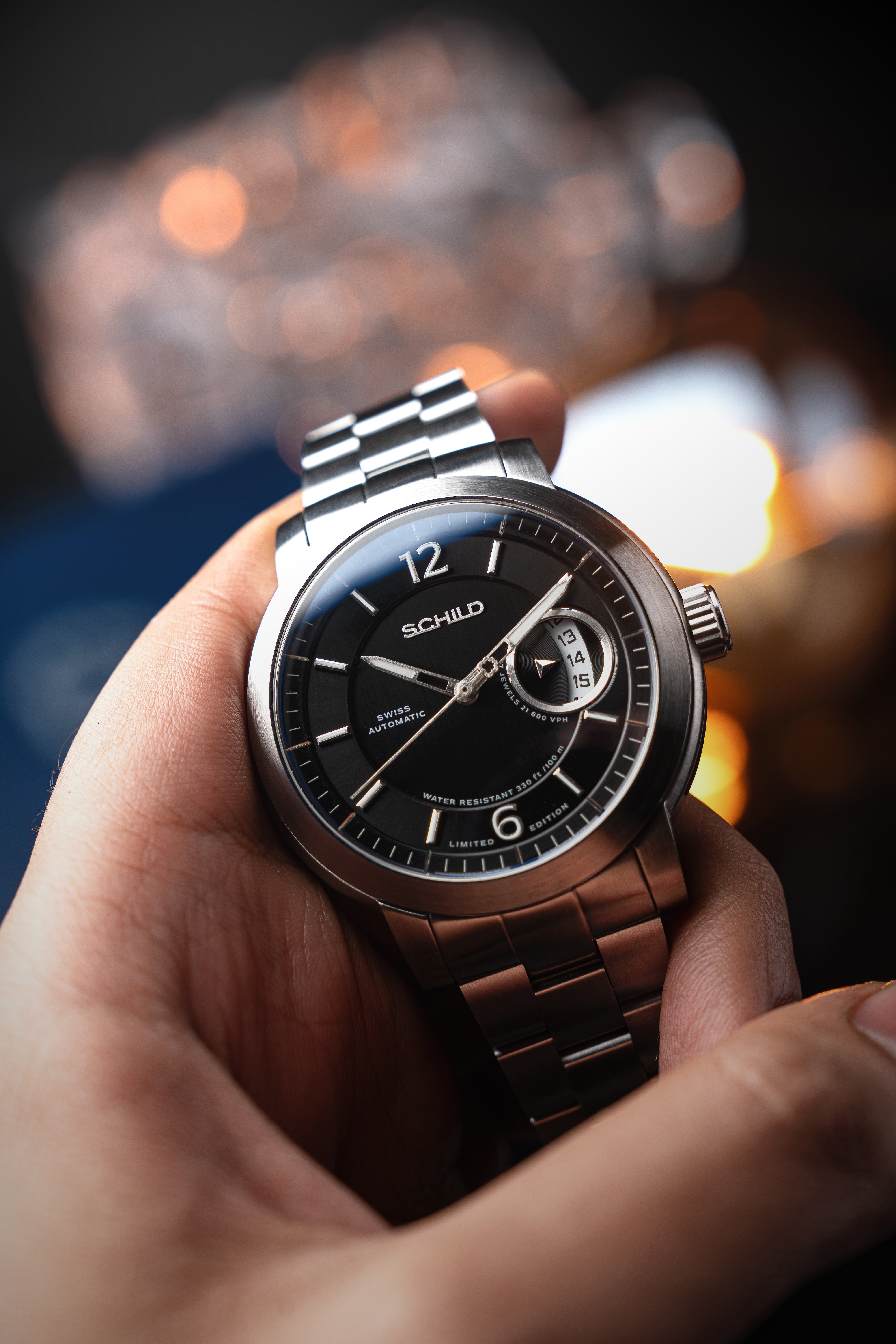 SCHILD Schild Heinrich Minimal Swiss Automatic Limited Edition Tie Black Men's Watch SC-1015-22
