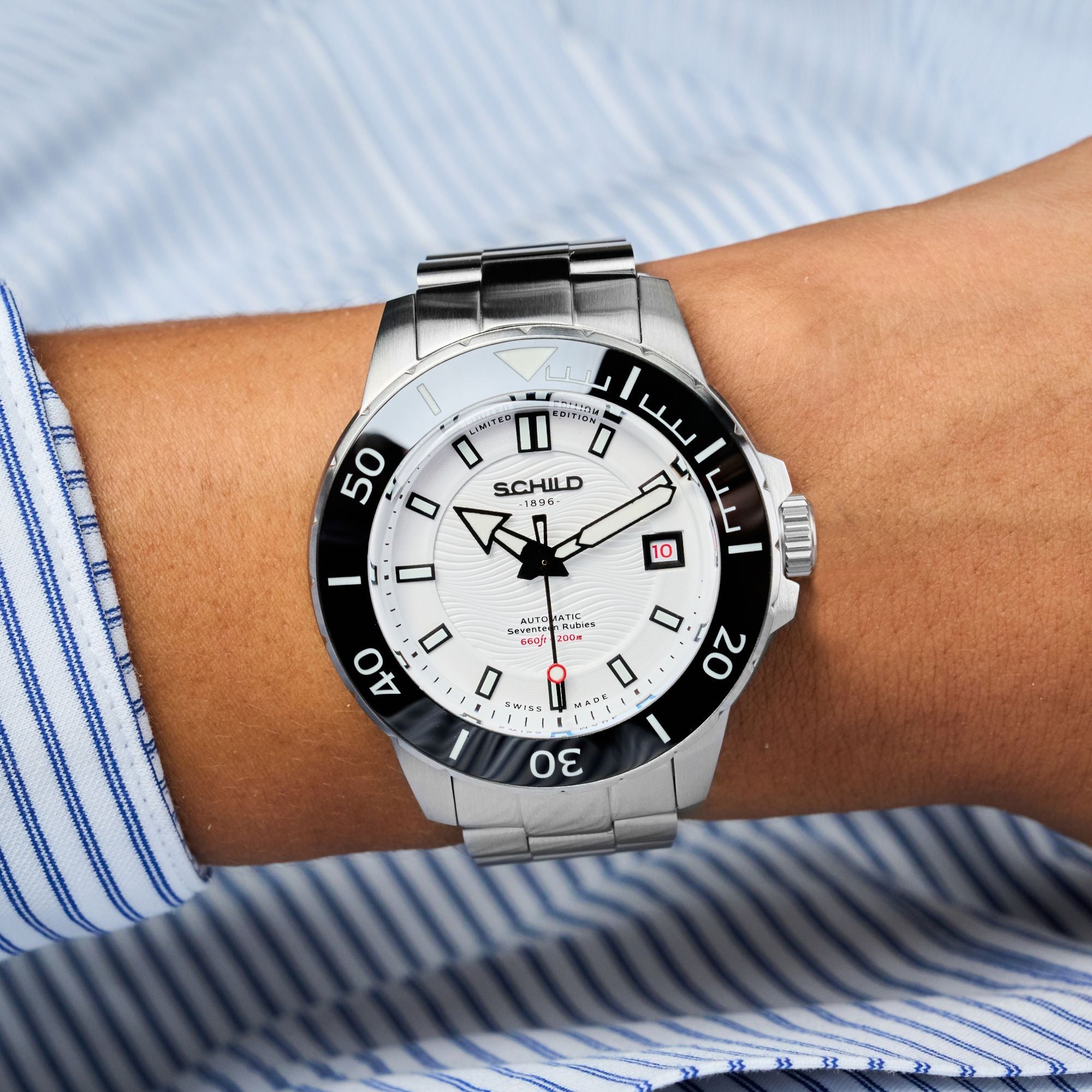 SCHILD Schild Hermann Swiss Automatic Limited Edition Matt White Men's Watch SC-1016-55